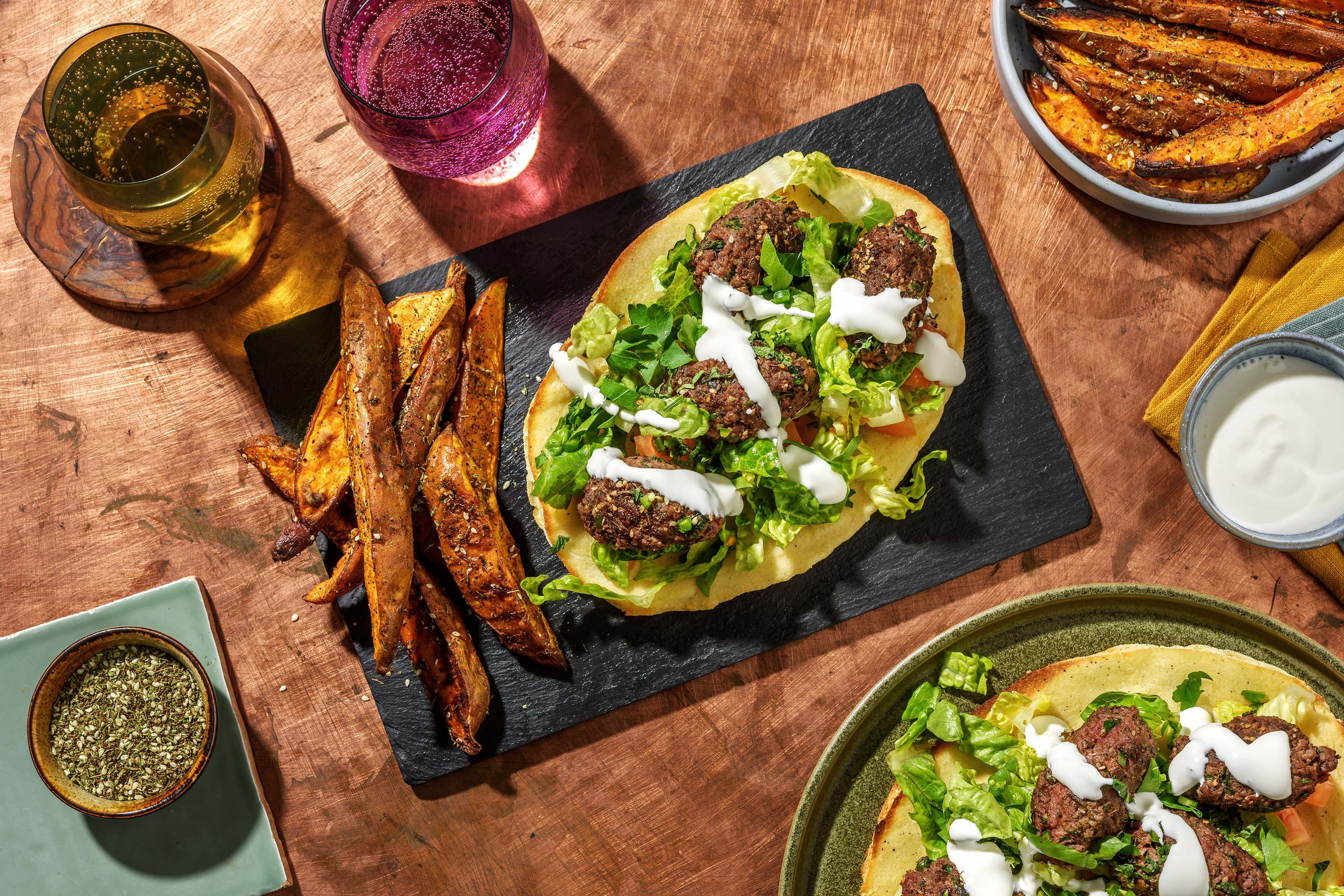 Lamb Kofta Kebabs on Garlic Naans