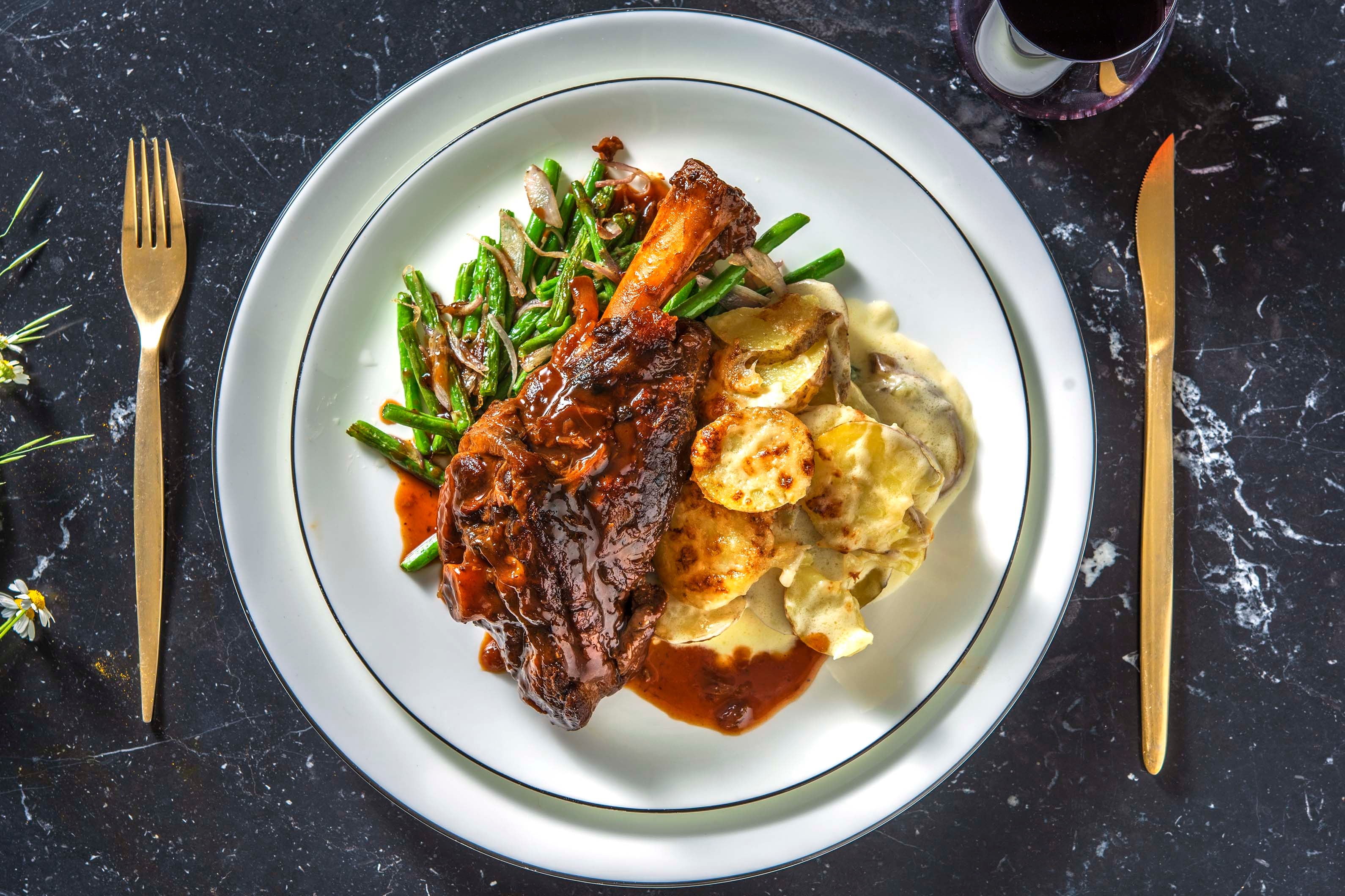 Lamb Shank and Dauphinoise Potatoes