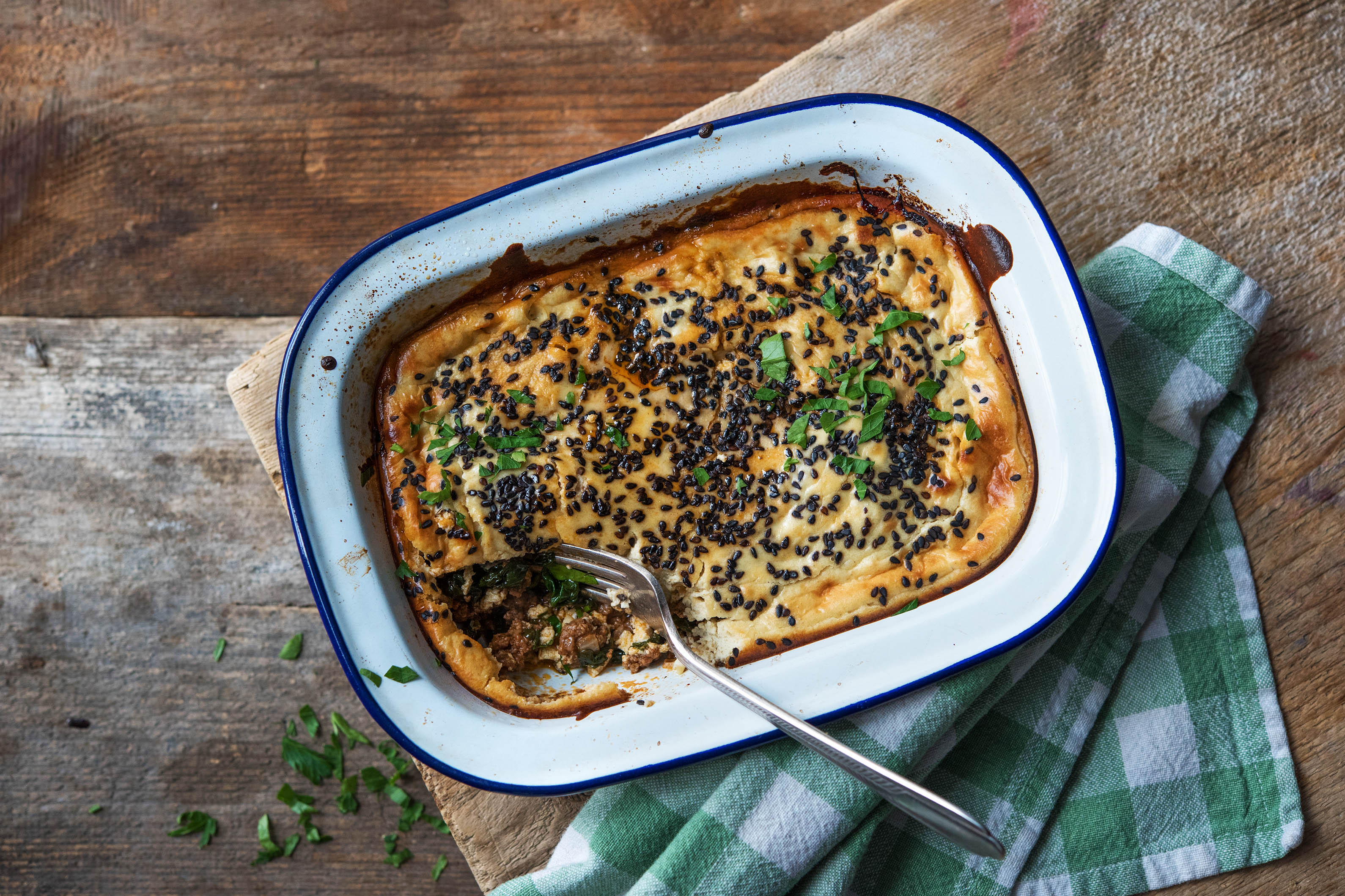 Moroccan Spiced Lamb & Tahini Yoghurt Pie