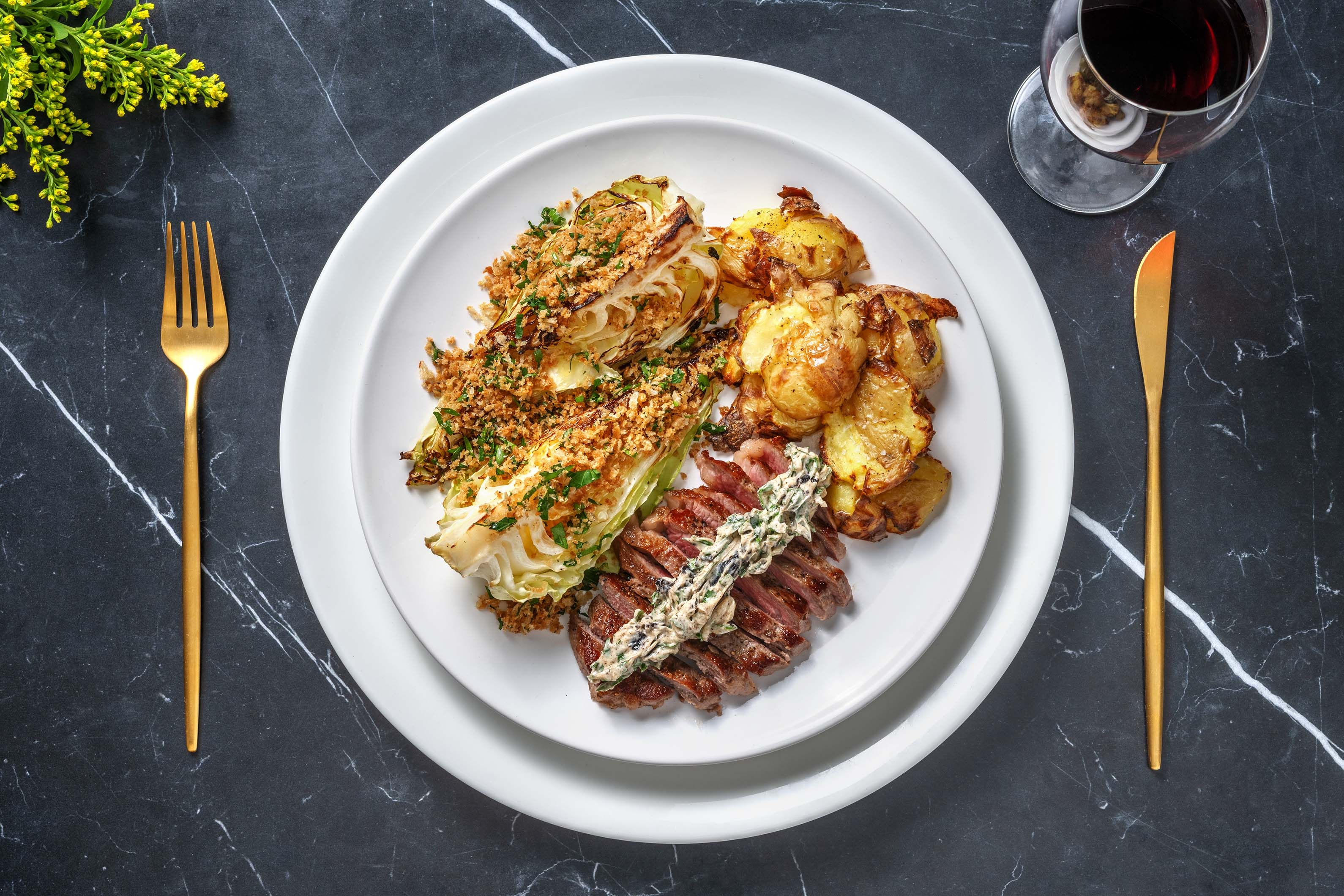Lamb Steaks and Black Garlic Butter