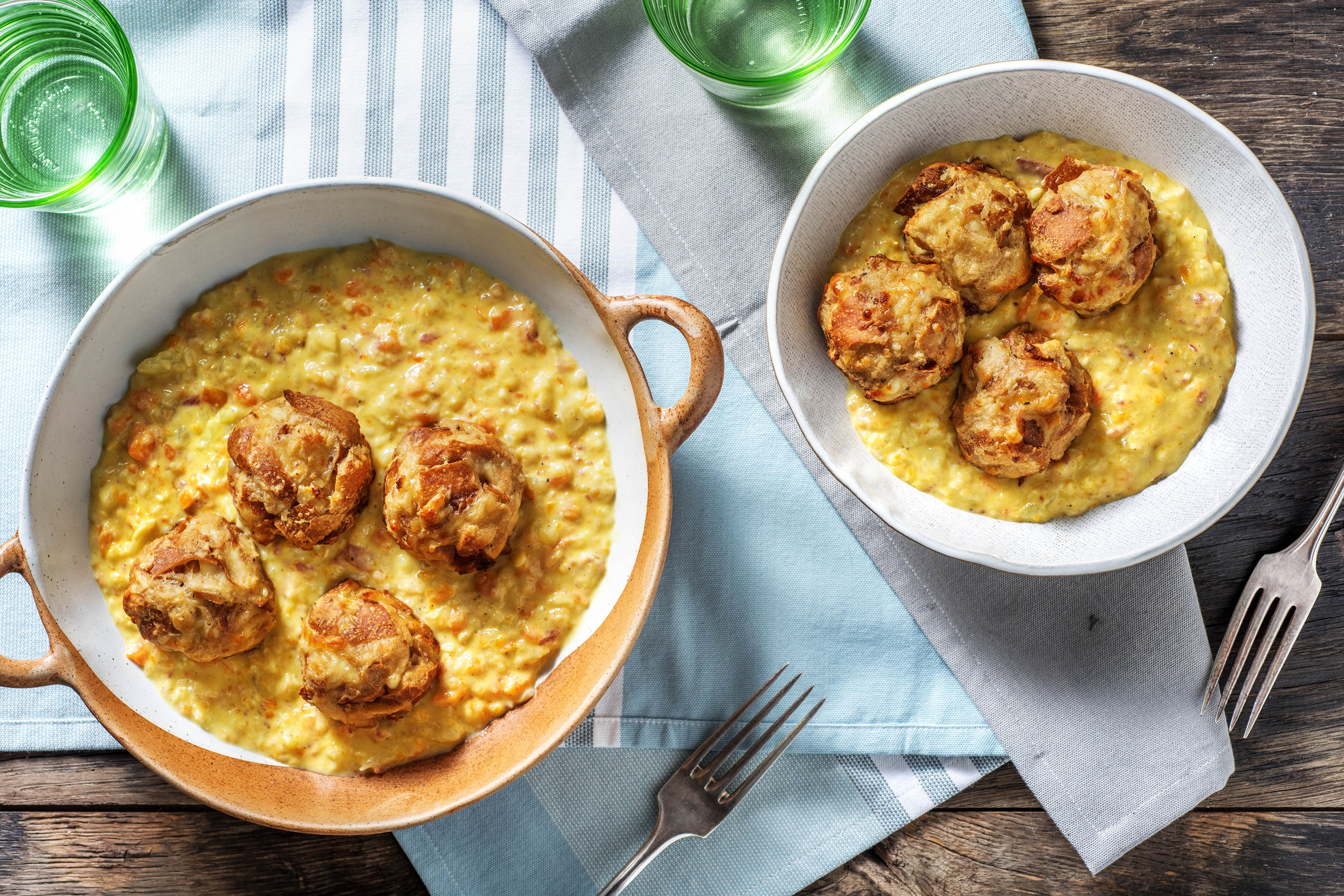 Laugen-Bergkäse-Knödel aus dem Ofen