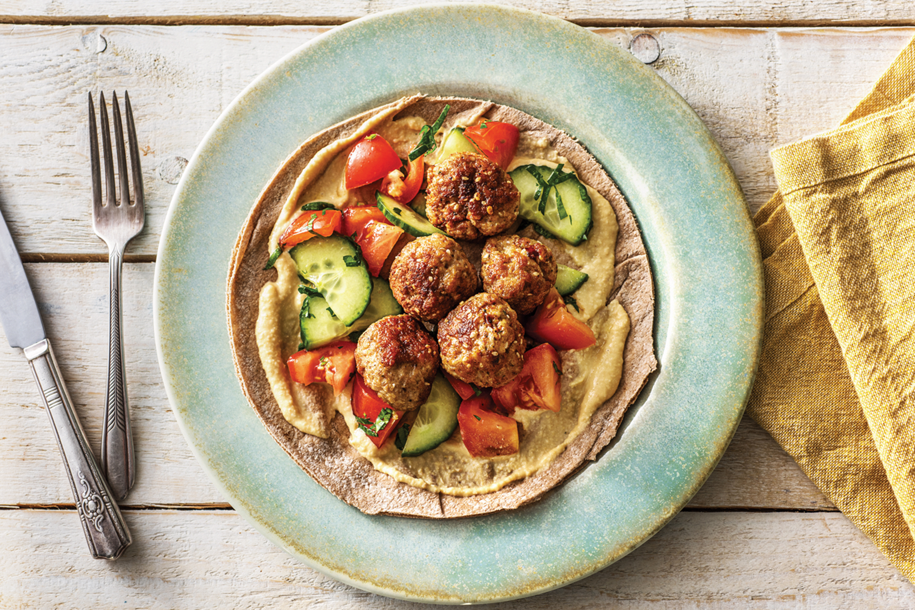 Mini Lebanese Beef Meatball & Salad Wraps
