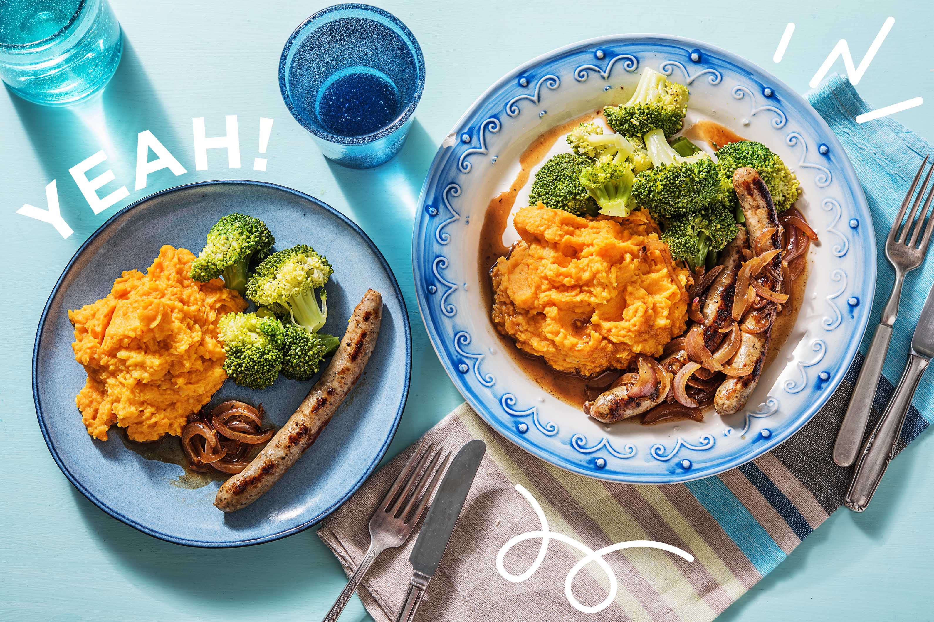 Leckere Bratwurst mit Brokkoli