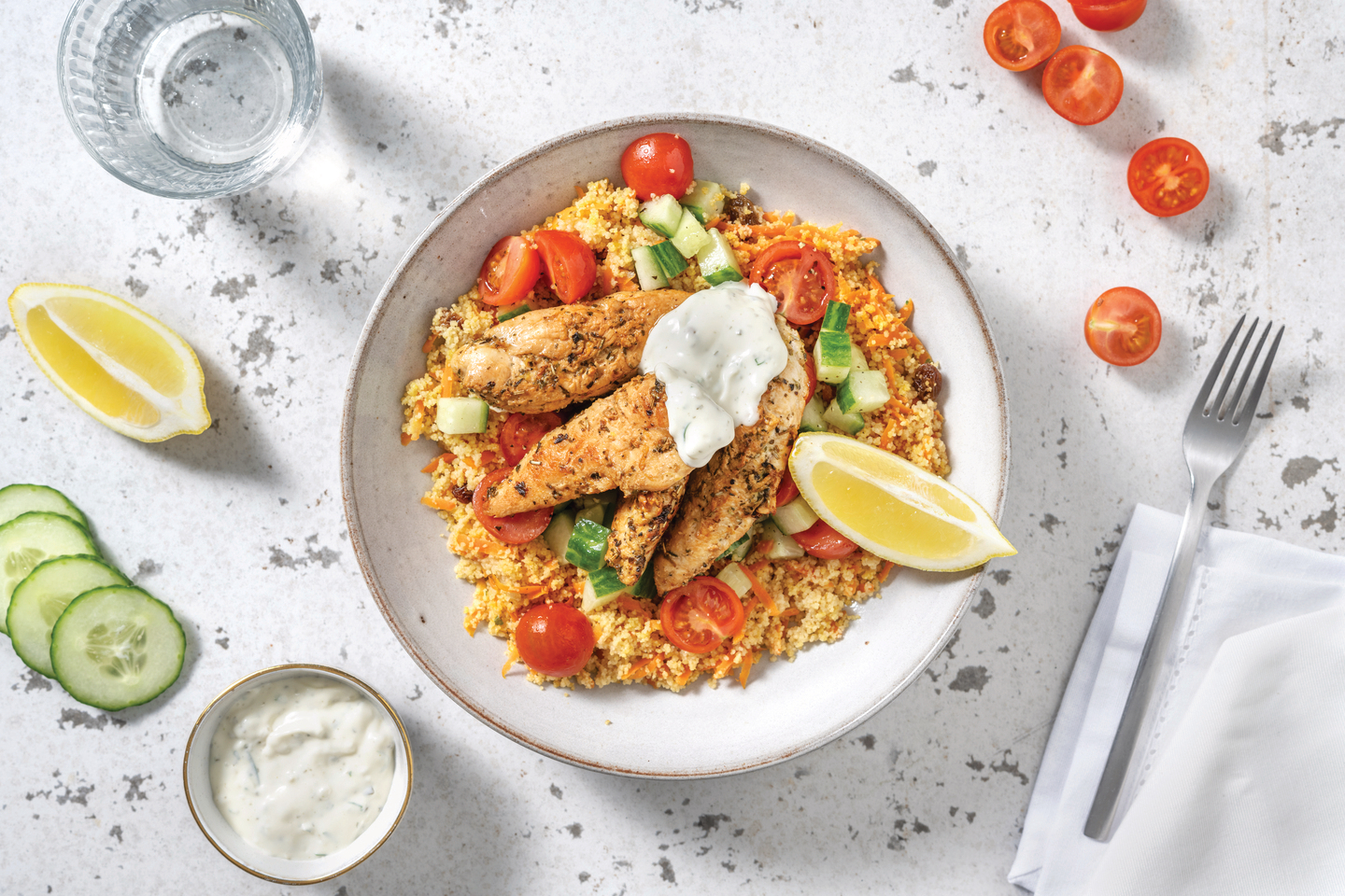 Lemon, Garlic & Herb Chicken with Wholemeal Couscous & Herby Mayo