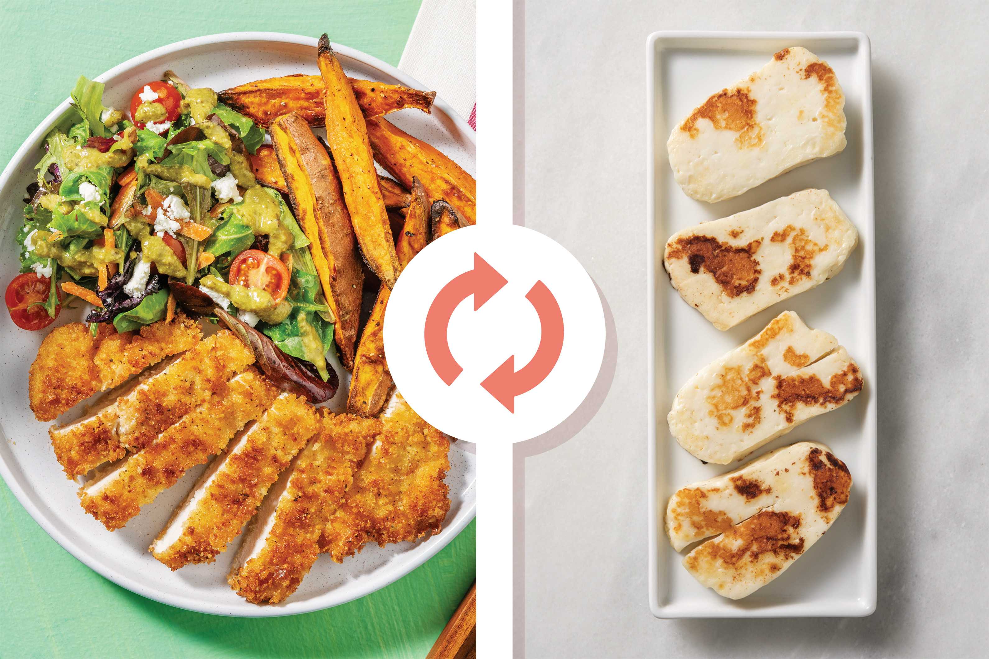 Zesty Crumbed Haloumi & Sweet Potato Fries