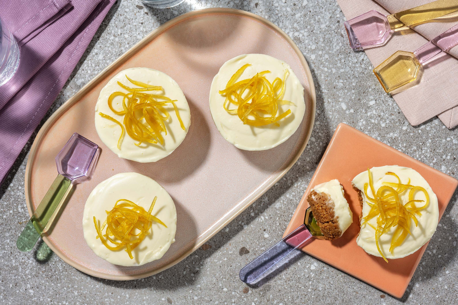 Lemony White Chocolate Cheesecakes