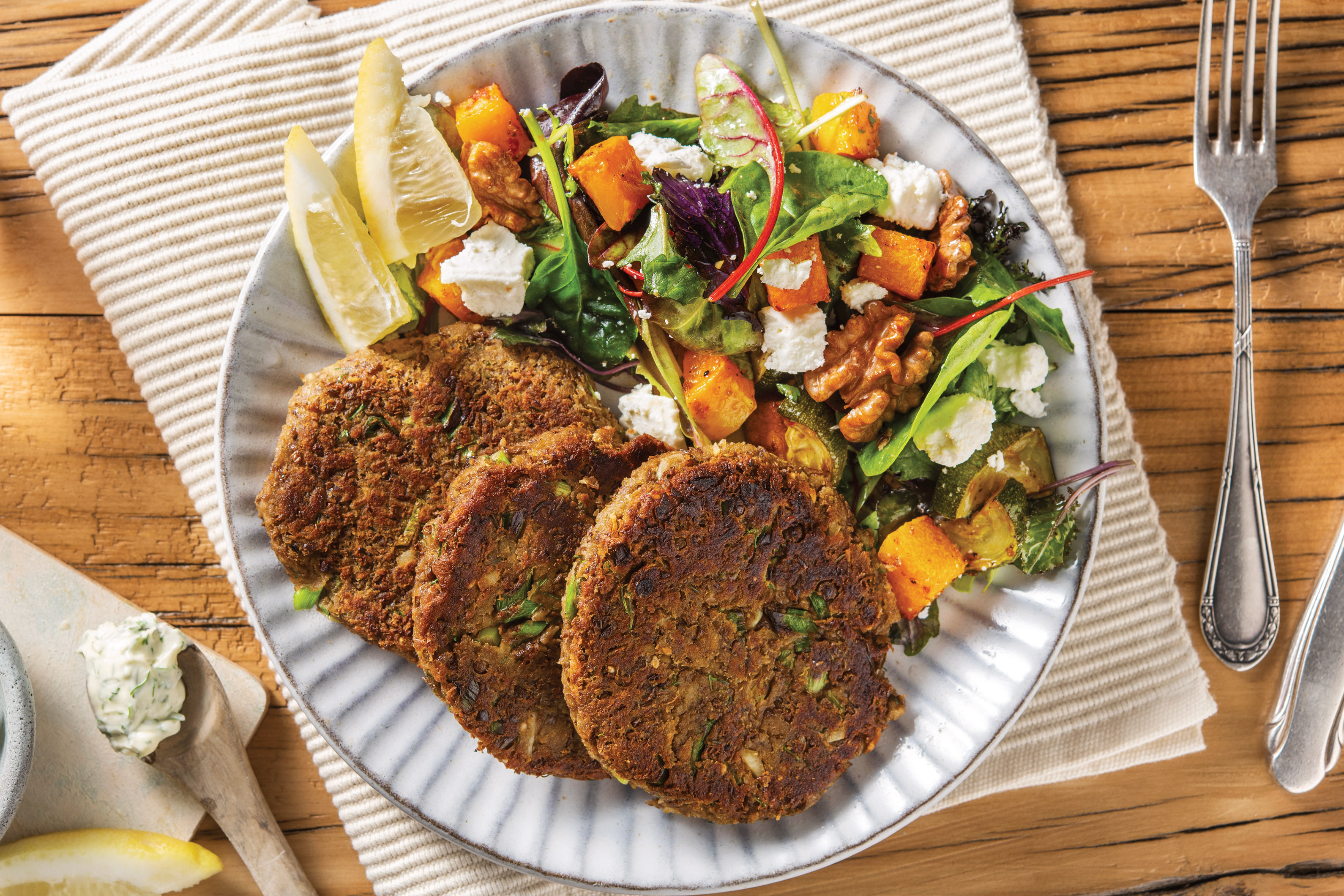 Lentil, Dill & Dukkah Patties
