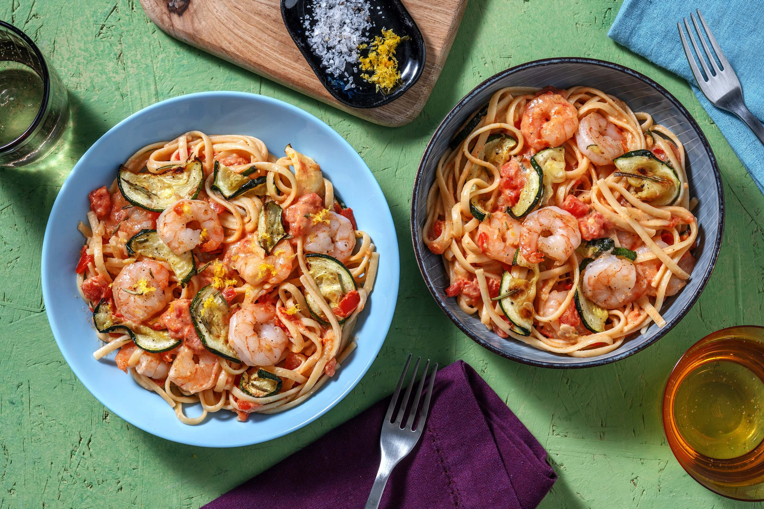 Linguine aux crevettes en sauce crémeuse