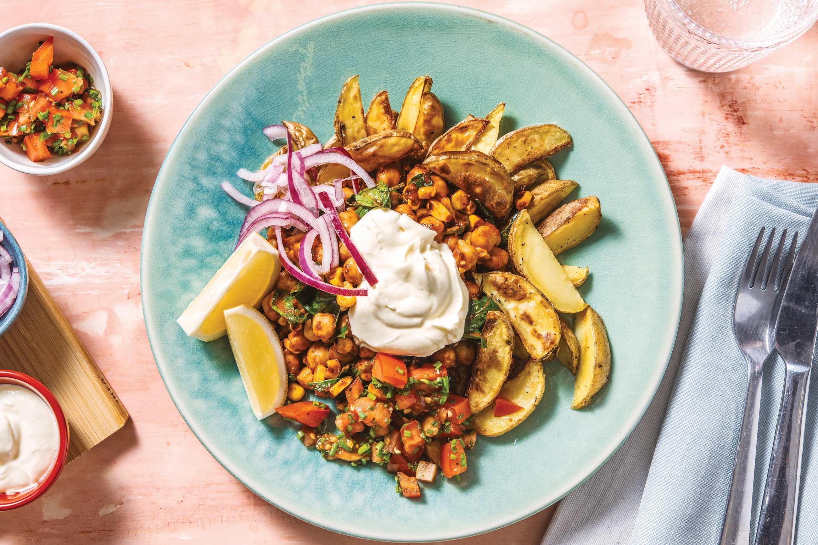 NZ Loaded Wedges & Mexican-Spiced Chickpeas