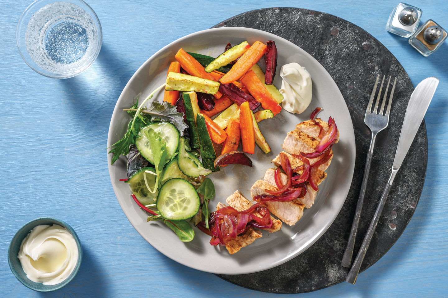 Aussie Spiced Pork Steak & Caramelised Onion