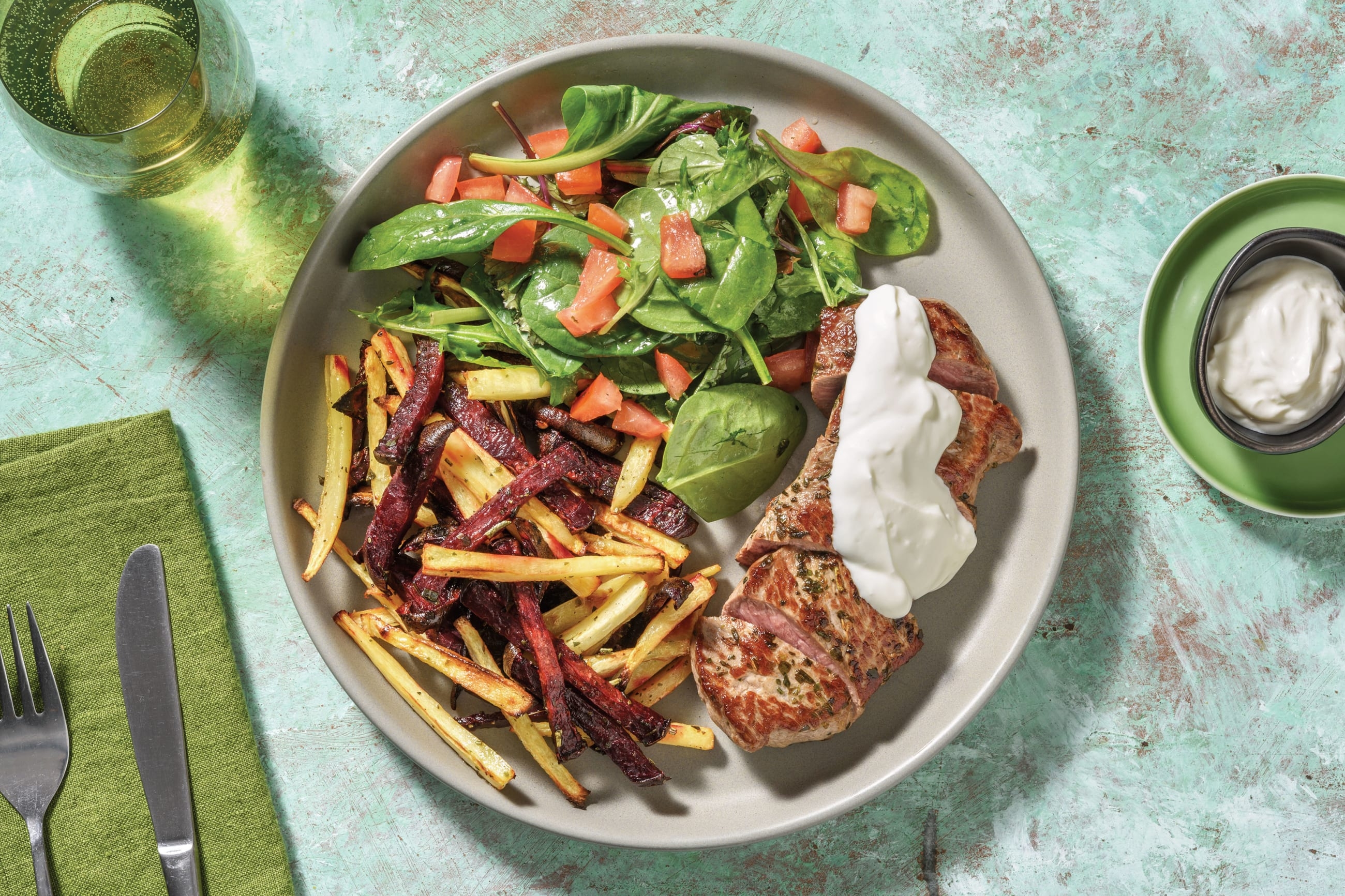 Herby Seared Salmon & Veggie Fries