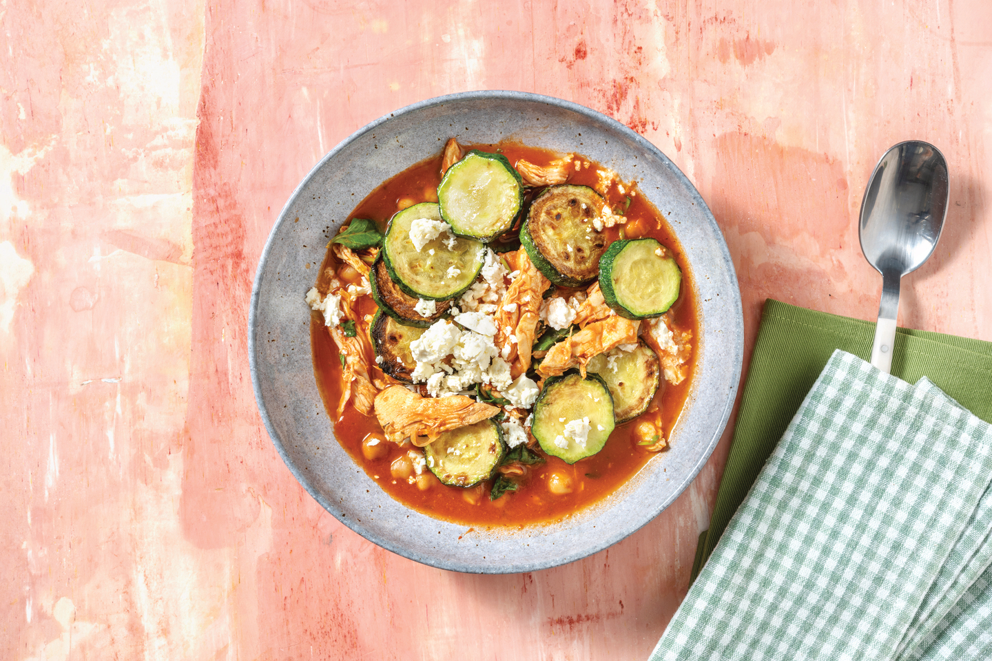 Middle Eastern Shredded Chicken & Chickpea Soup