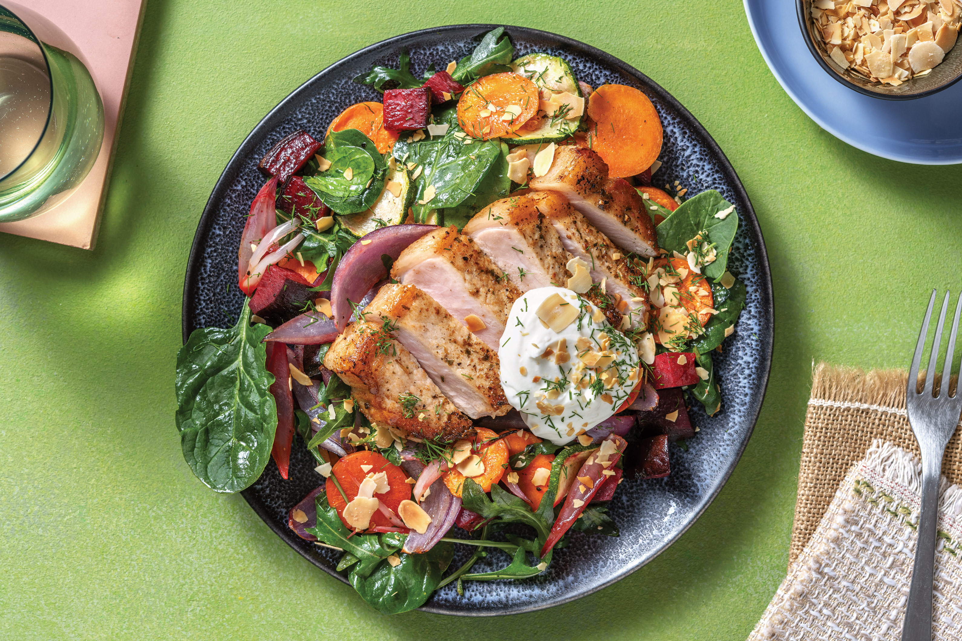 Spiced Pork Loin & Roast Veggie Toss