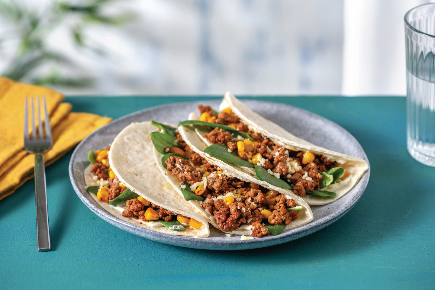 Mexican Beef & Corn Quesadillas with Cheddar Cheese & Sour Cream