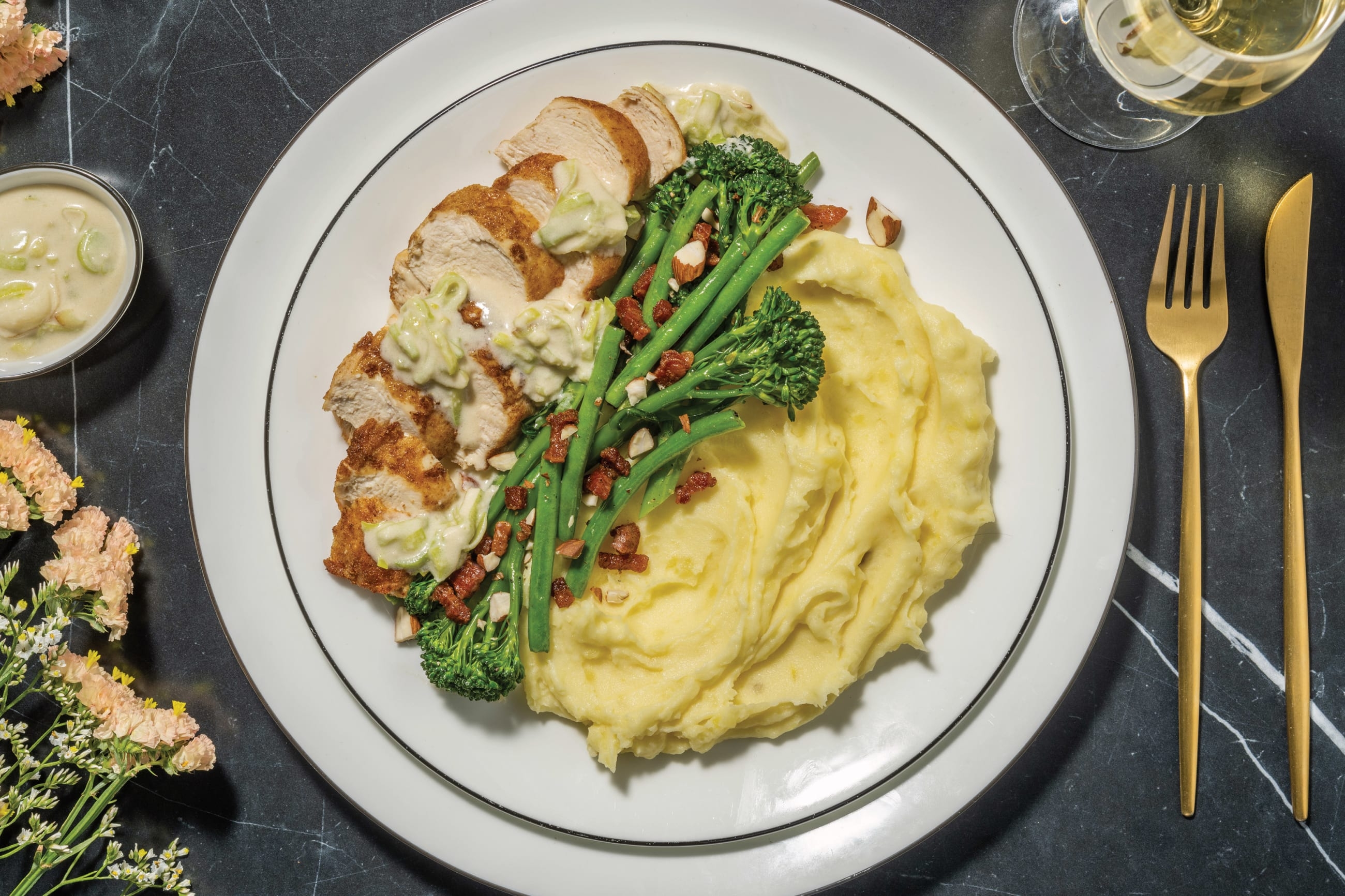 Spiced Roast Chicken & Bacon Greens