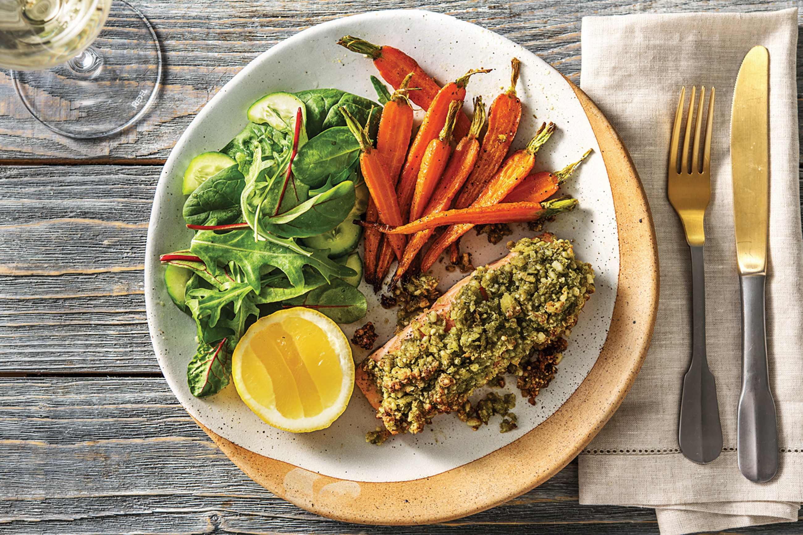 Macadamia & Pesto Crusted Salmon
