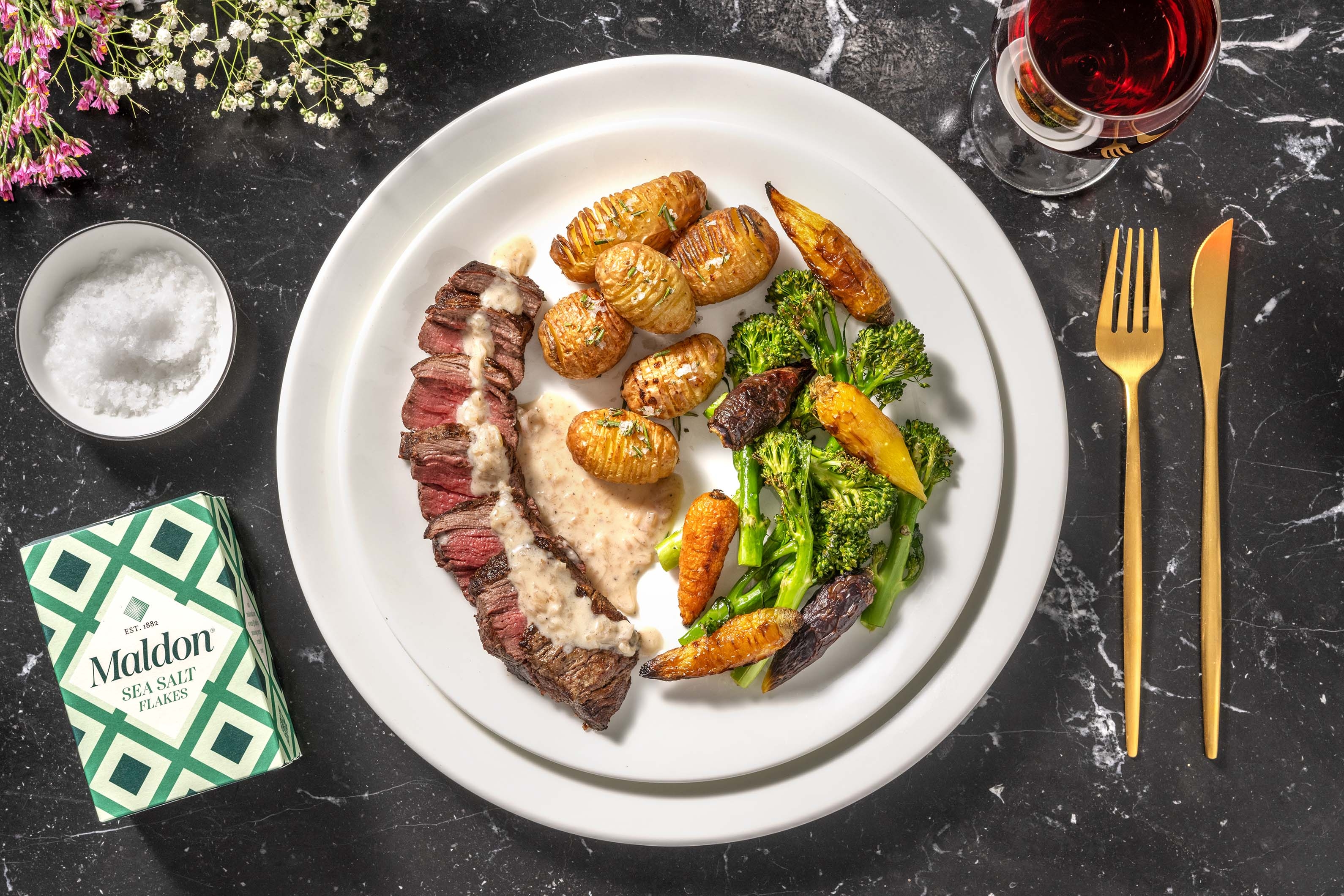 Sirloin Steak and Creamy Peppercorn Sauce