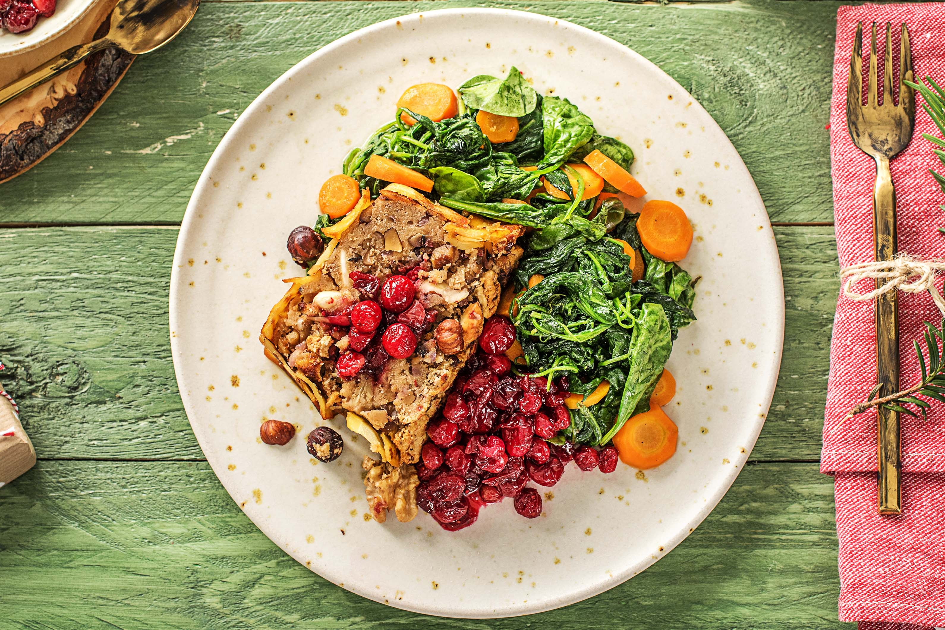 Maronen-Nuss-Braten mit Cranberryfüllung,