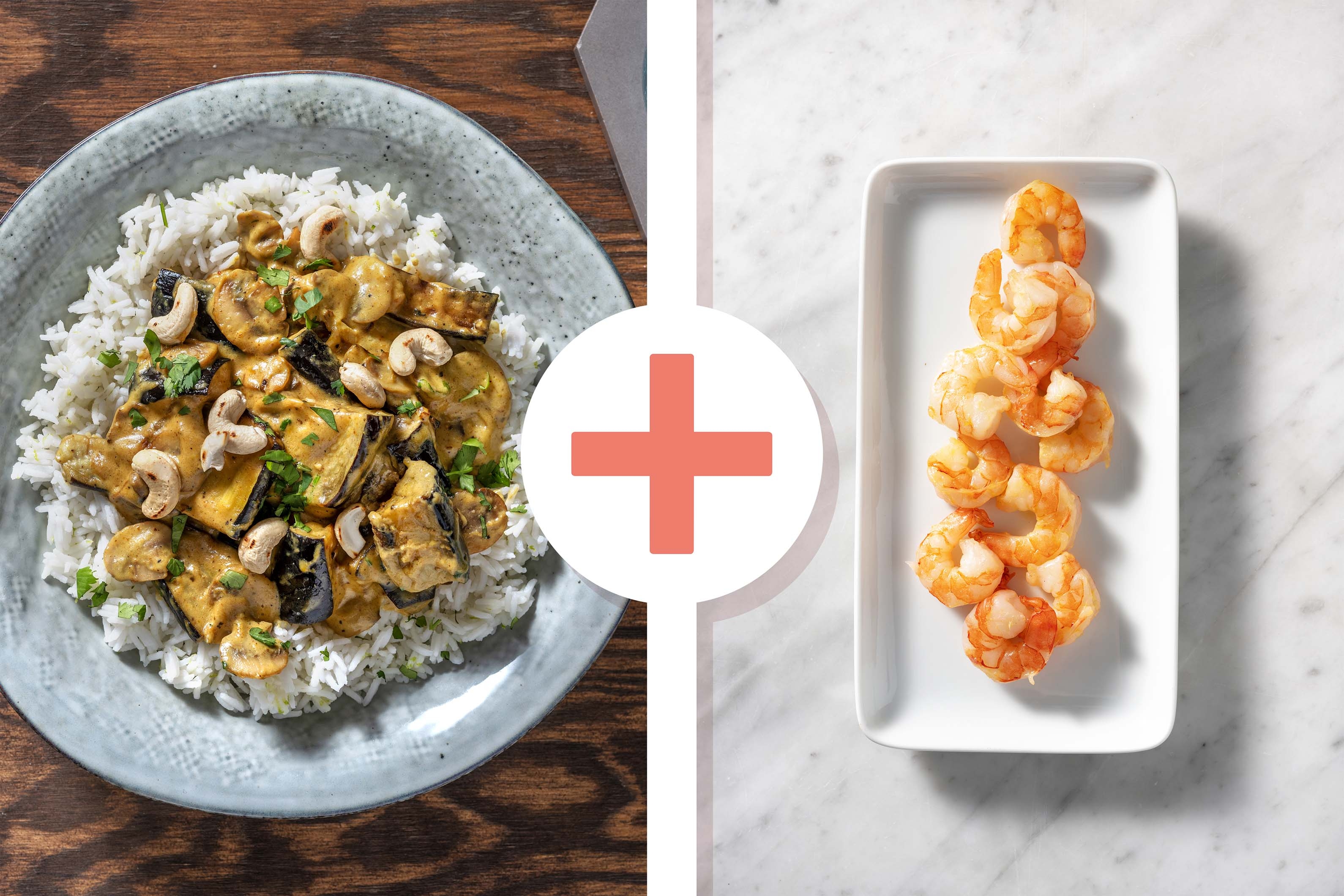 Massaman Style Aubergine Curry with King Prawns