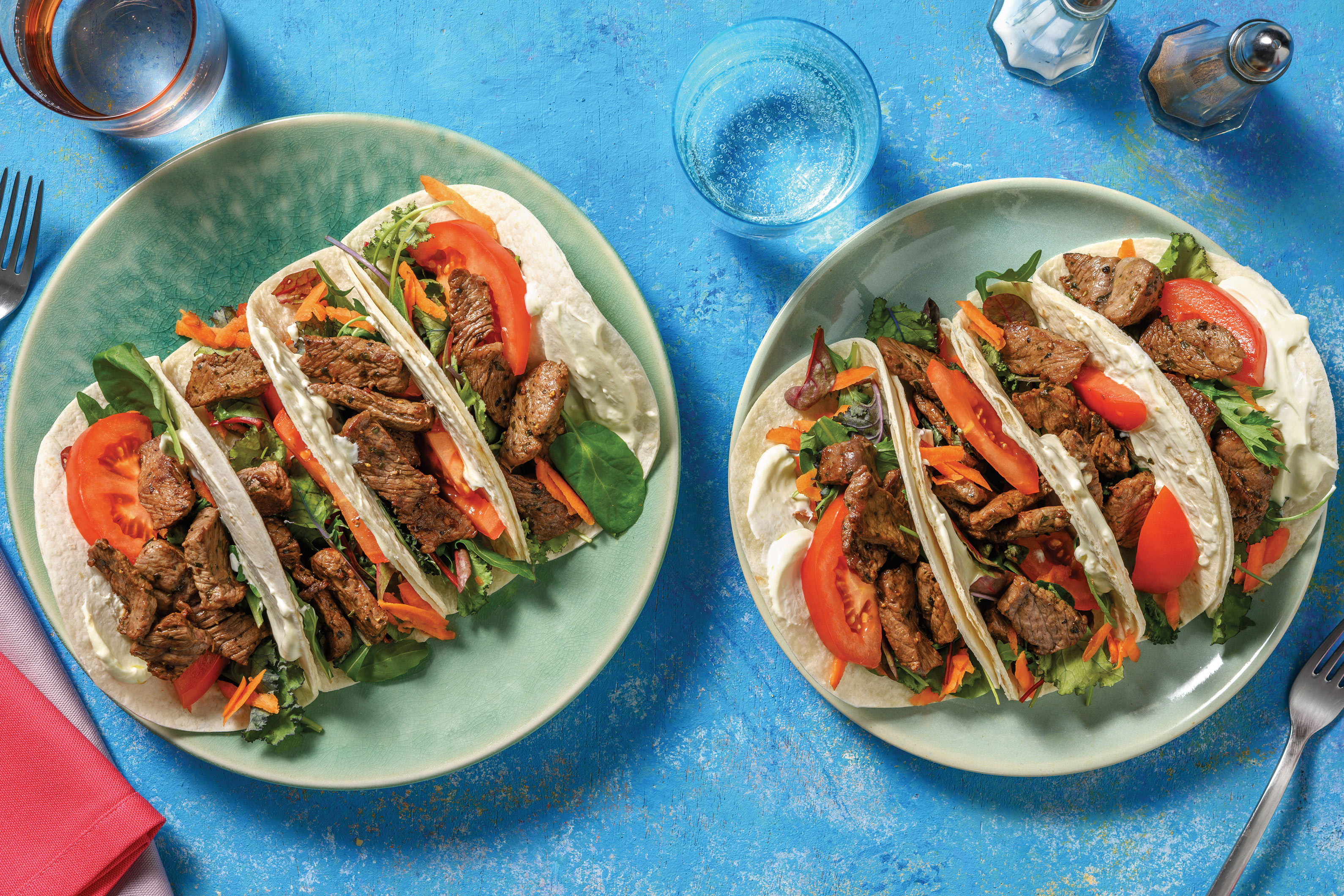 Mediterranean Garlic & Herb Beef Tacos