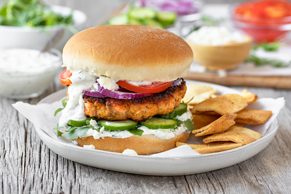 Greek Salmon Burgers
