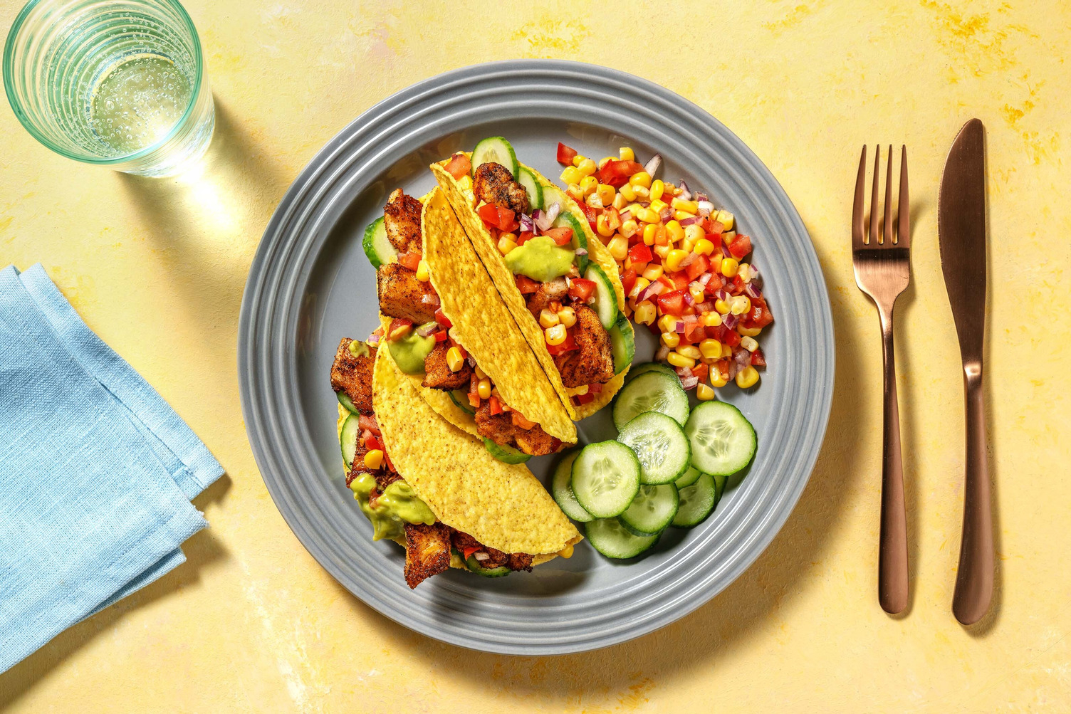 Tacoschelpen met Mexicaans gekruide heek