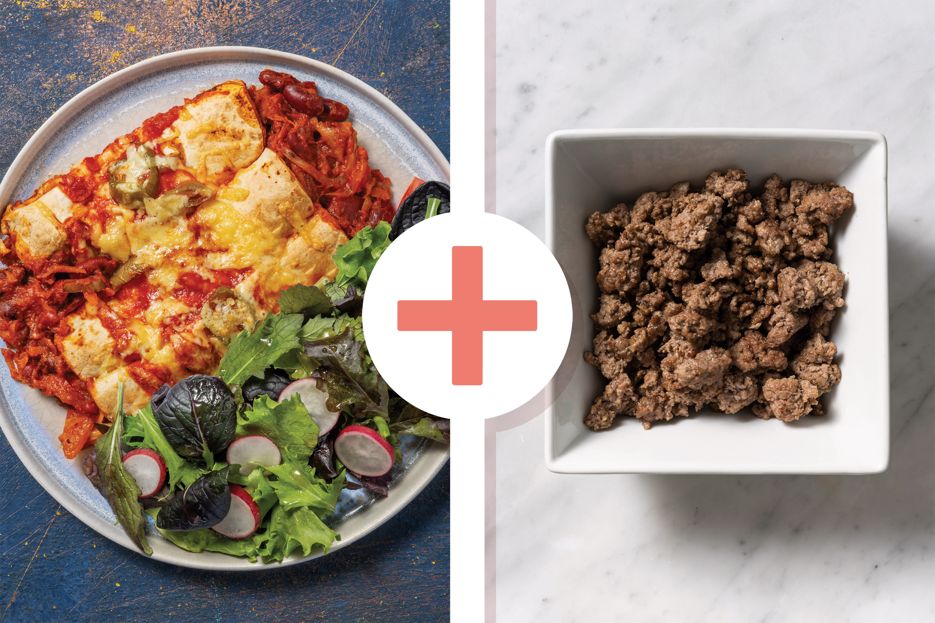 Cheesy Beef & Kidney Bean Enchiladas 