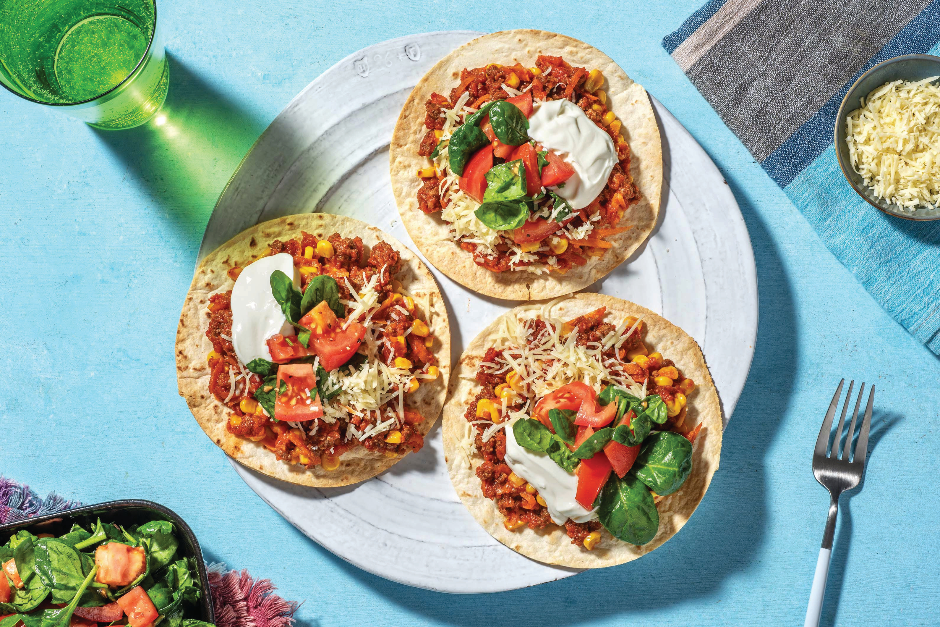 Mexican Cheesy Beef Tostadas