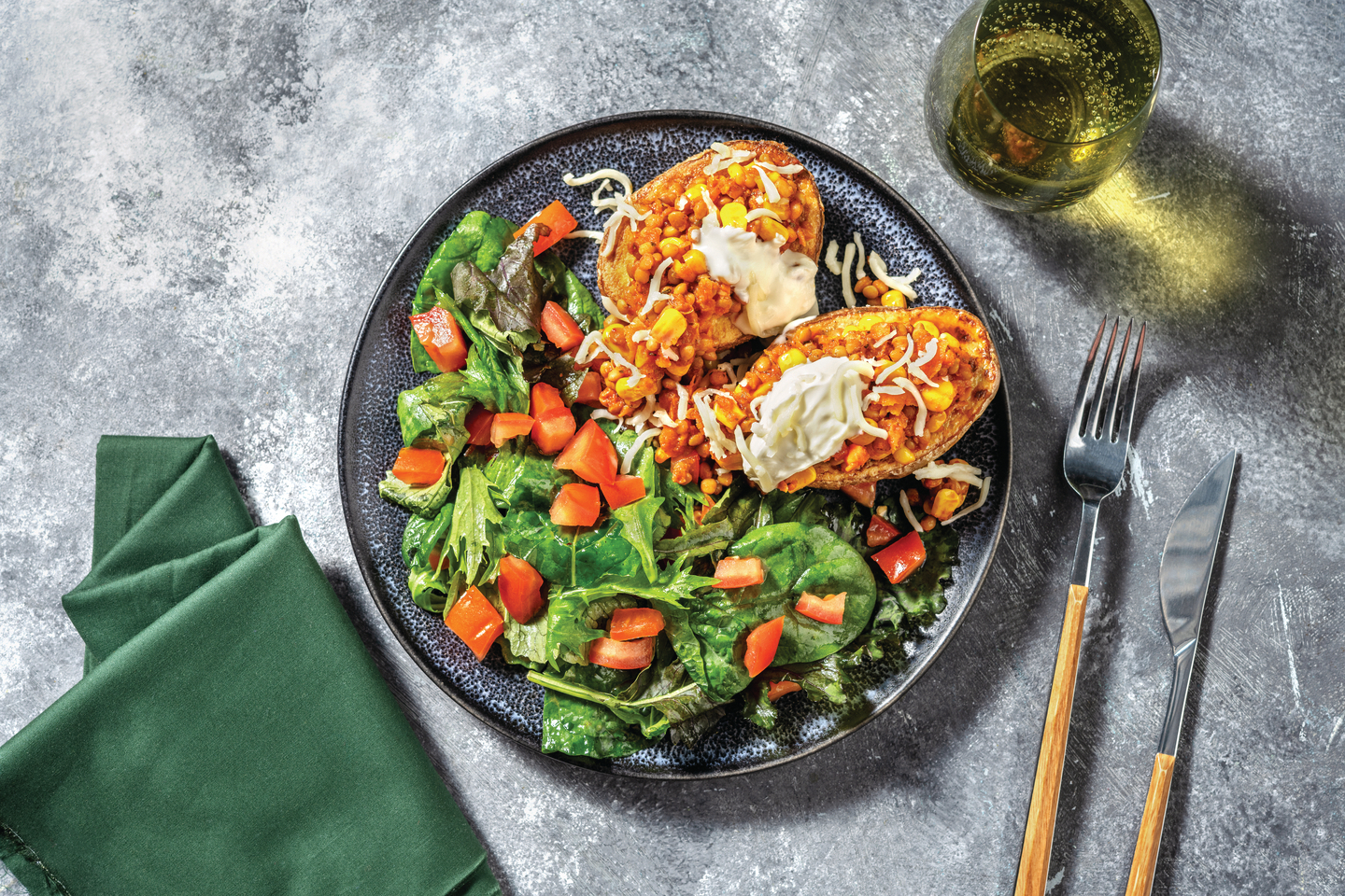 Mexican Lentil Jacket Potatoes