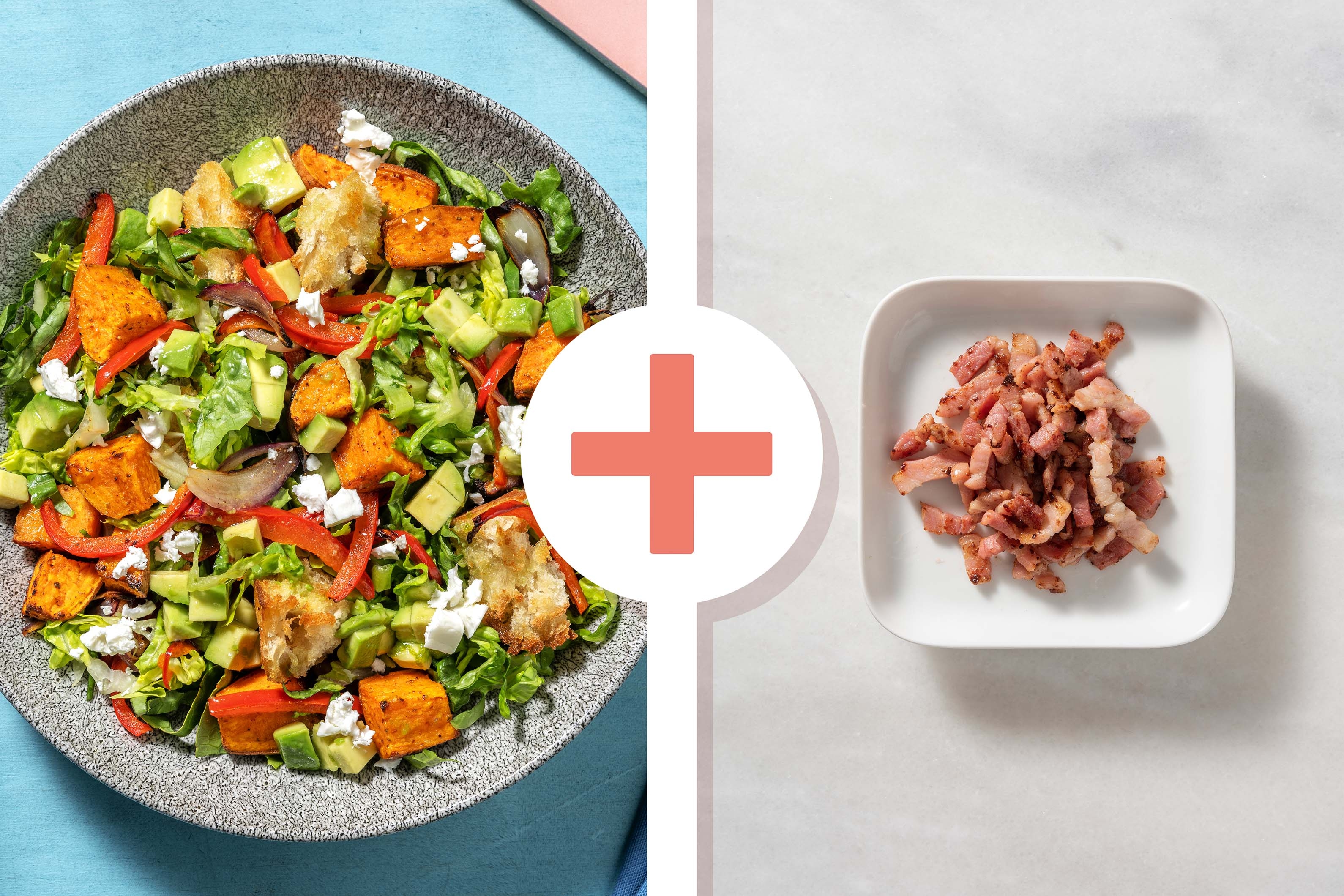 Mexican Style Roasted Sweet Potato Salad with Bacon Lardons