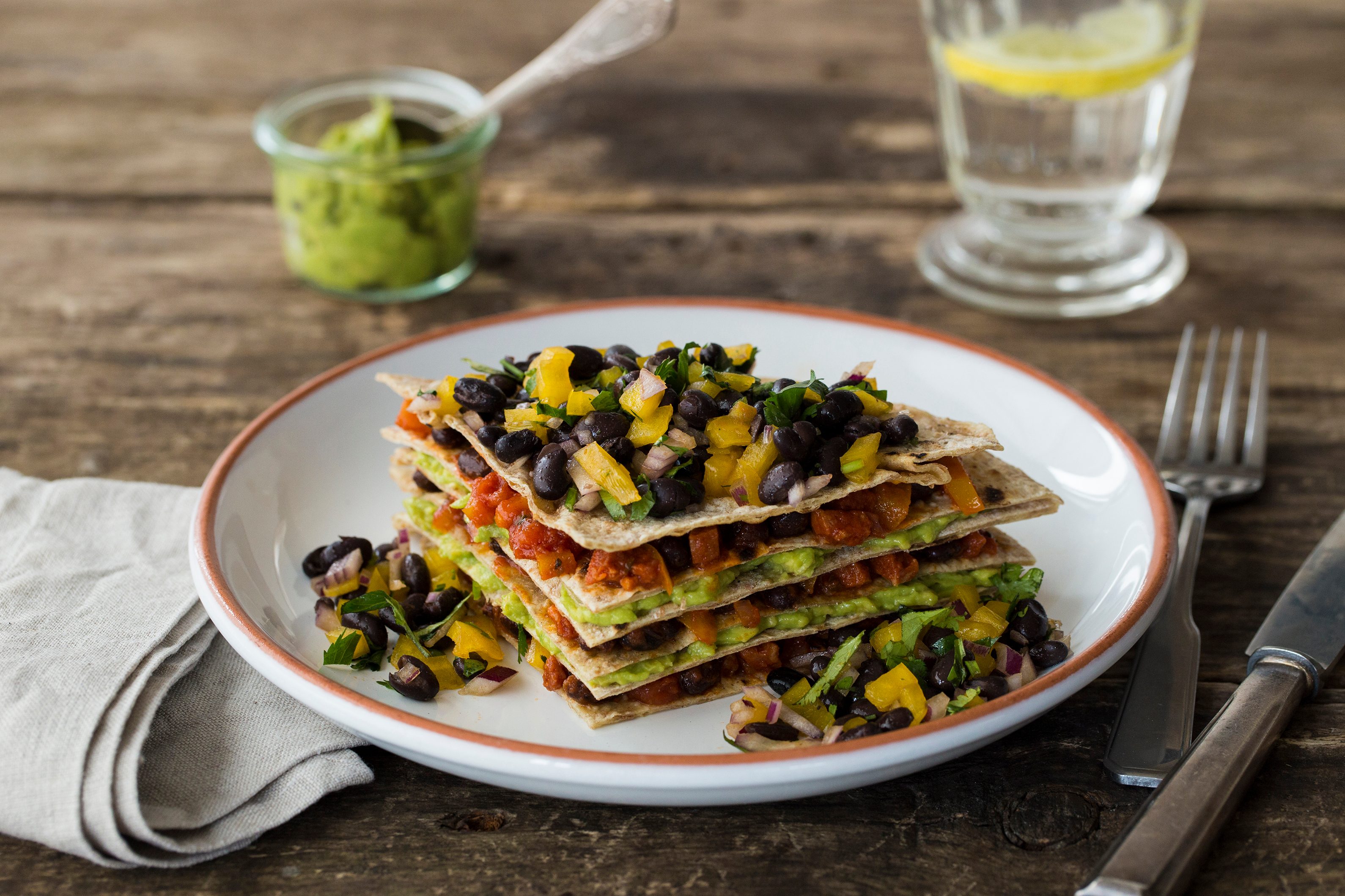 Mexican Tortilla Stack with Guacamole