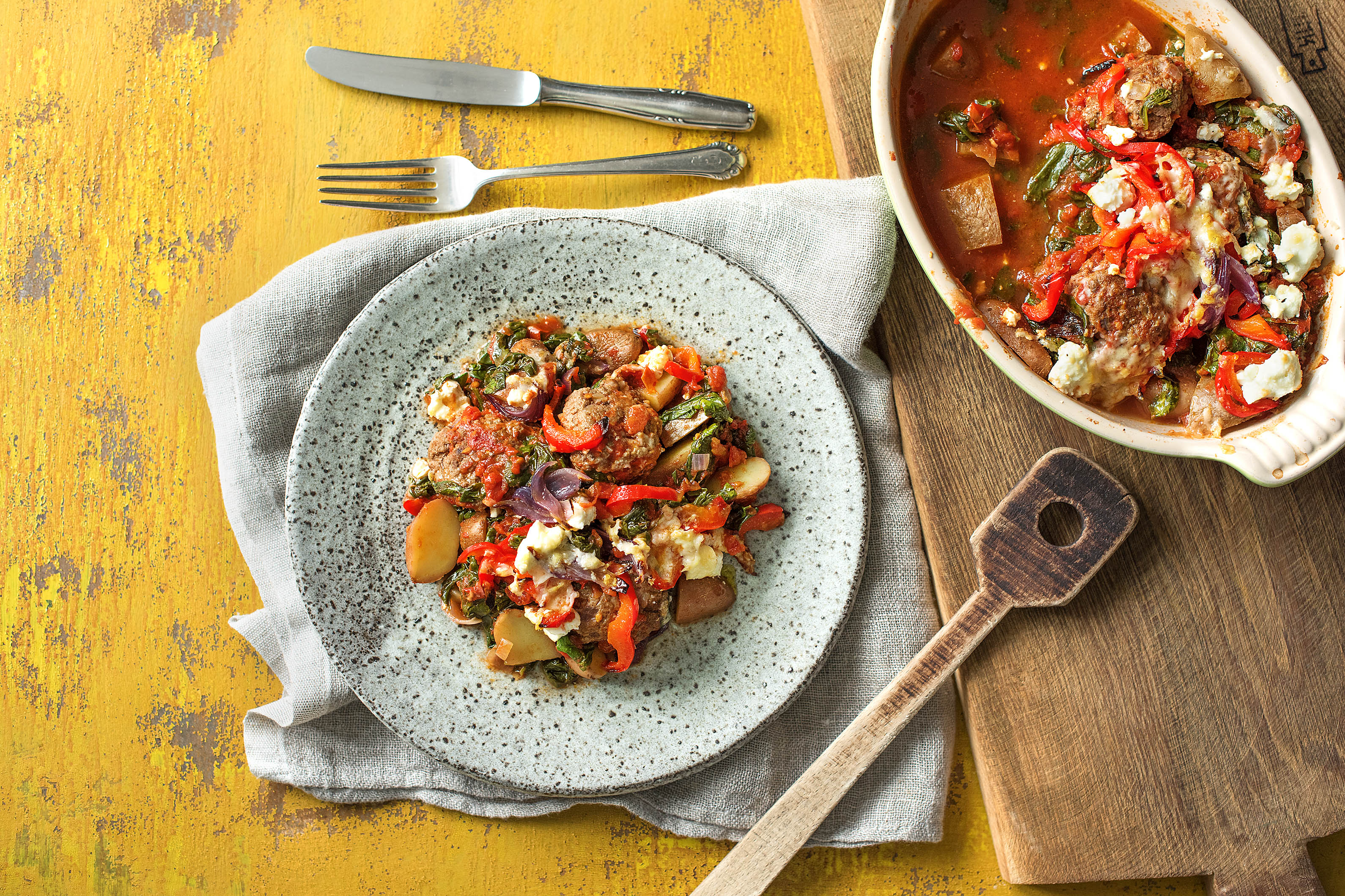 Middle Eastern Meatball Potato Bake