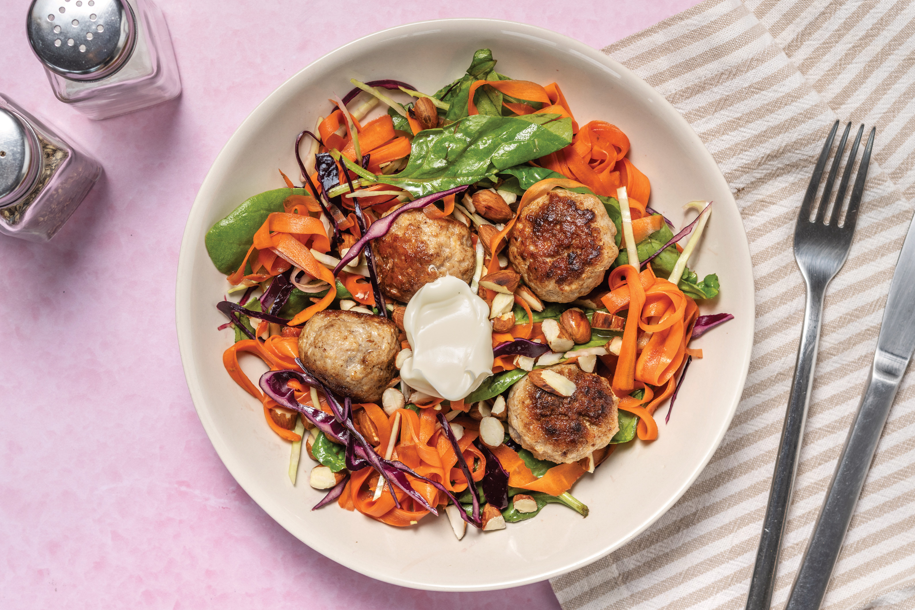 Middle Eastern Pork Meatballs & Carrot Noodles