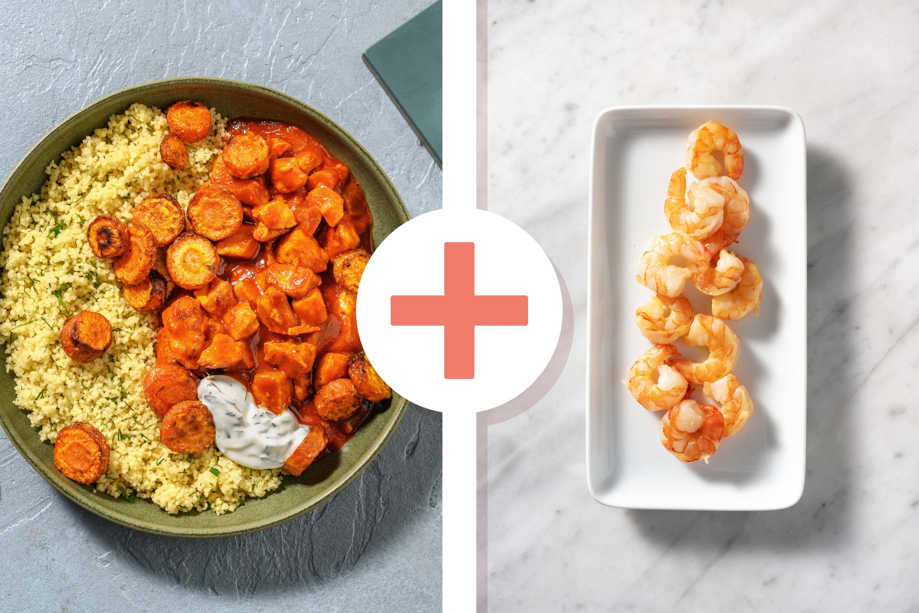 Middle Eastern Style Chicken and Apricot Stew with King Prawns