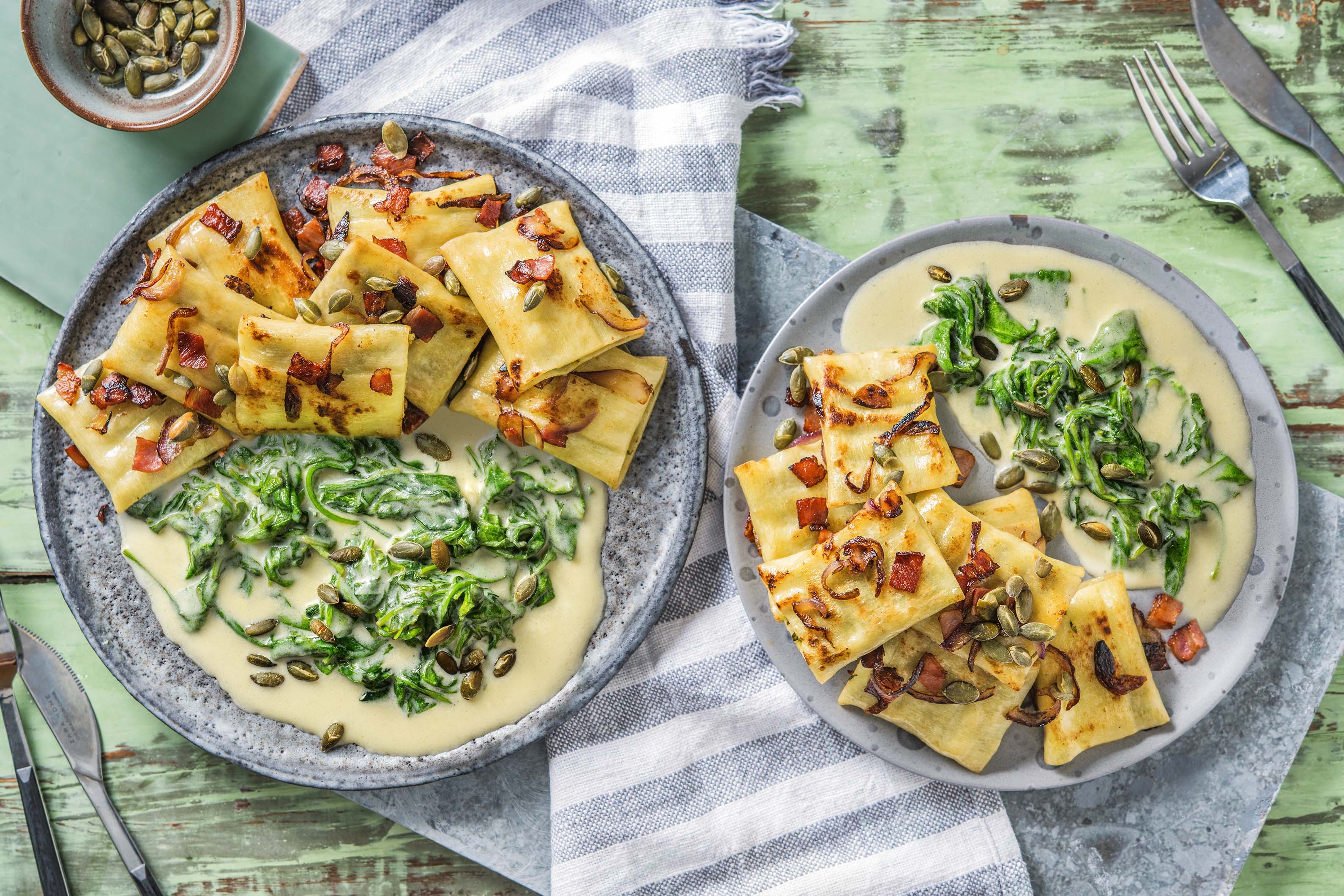 Mini-Maultaschen-Pfanne mit Bacon