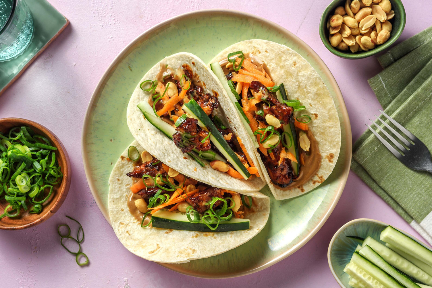 Mini-tortillas au poulet en sauce hoisin