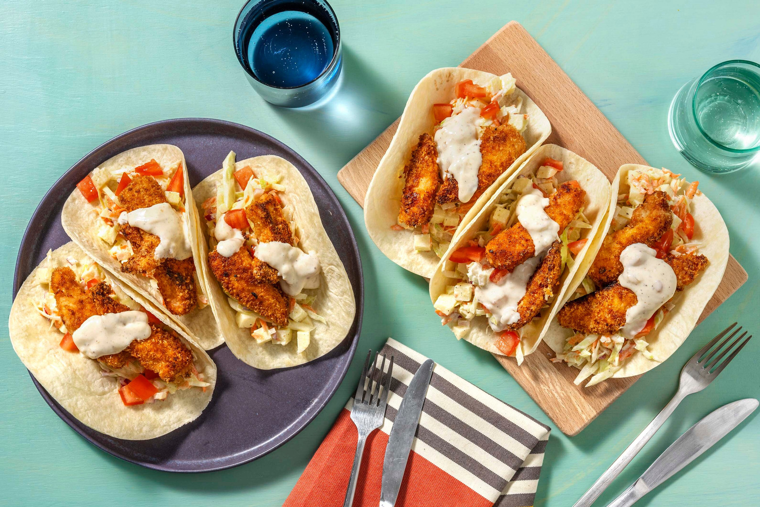 Mini-tortillas au poulet pané croustillant