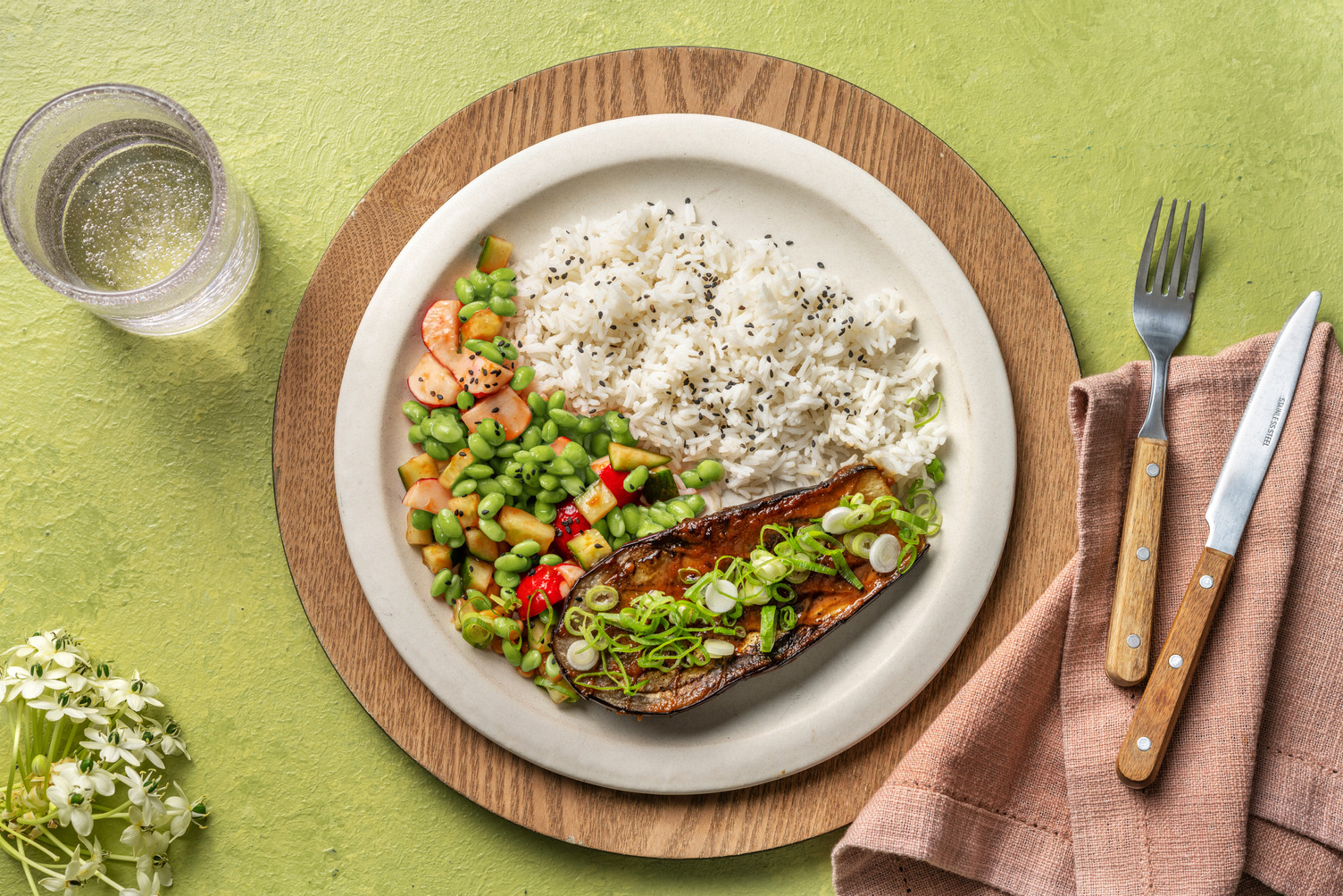 Miso aubergine met jasmijnrijst