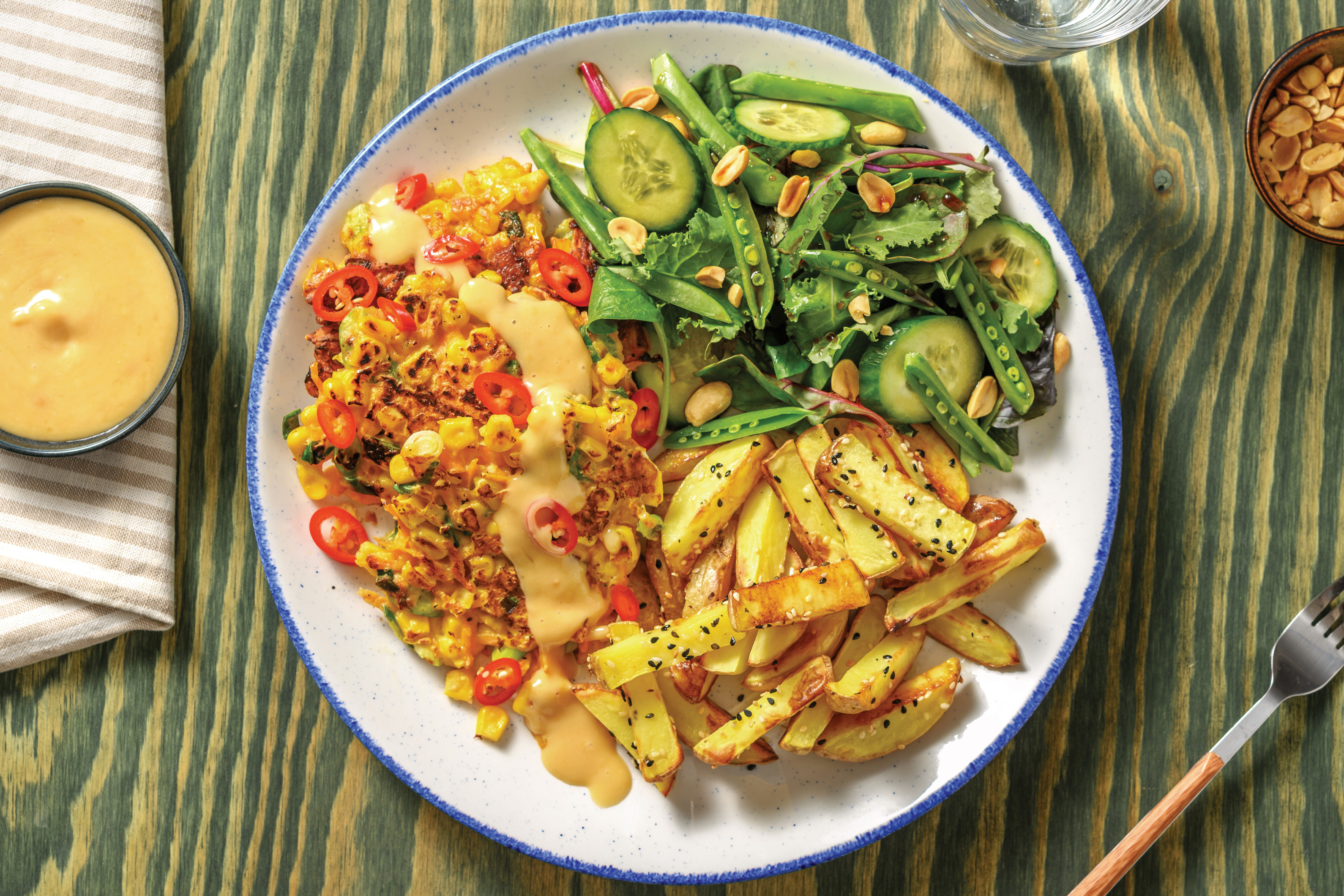 Miso Corn Fritters & Sesame Fries
