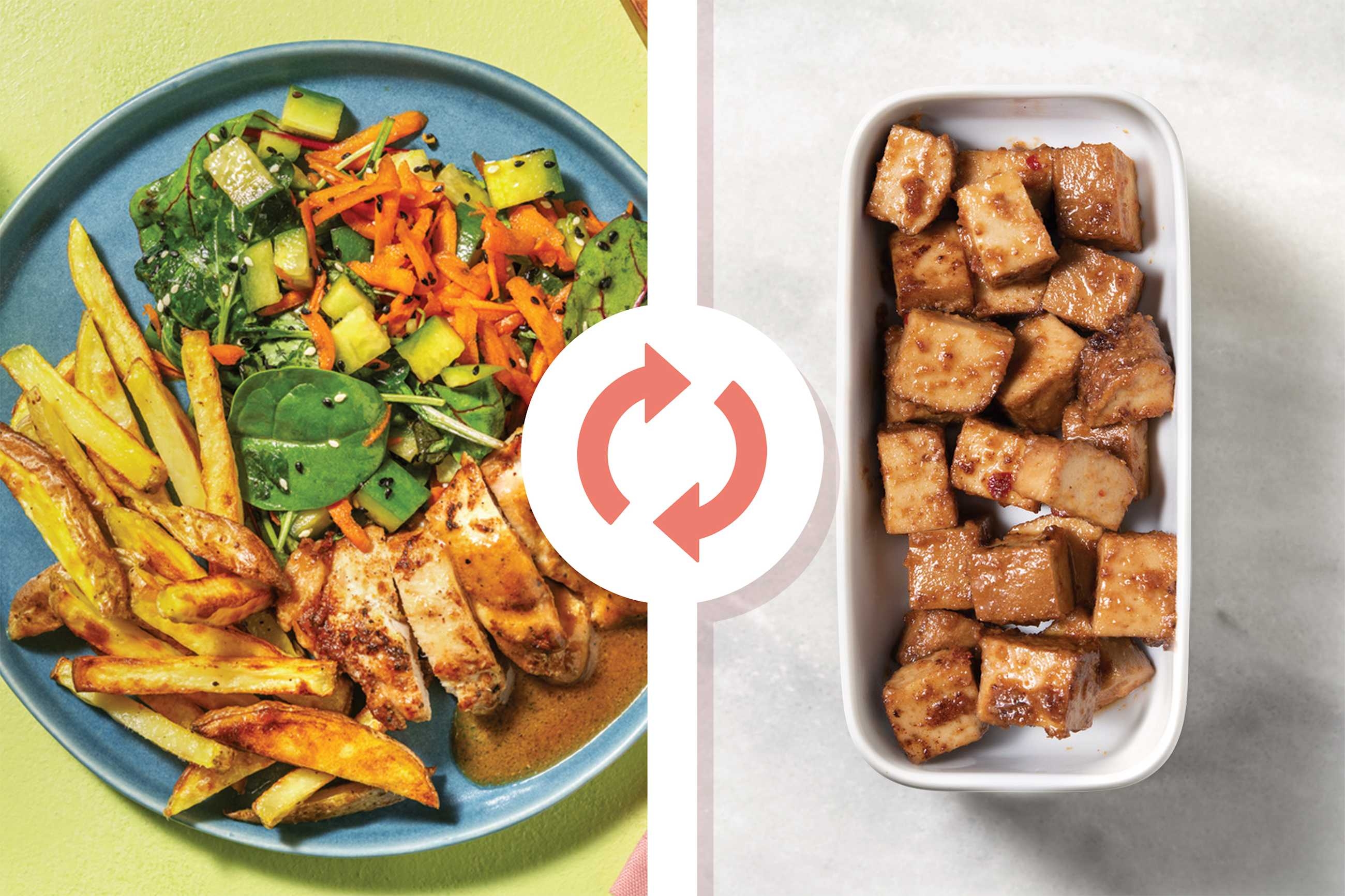 Miso-Ginger Tofu & Sesame Fries