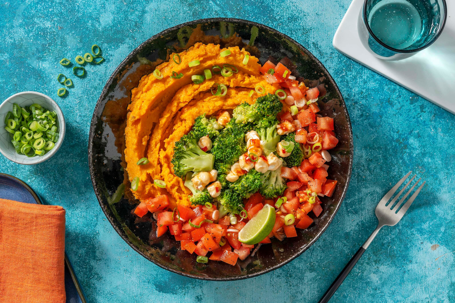 Miso-Süsskartoffelpüree mit Limetten-Broccoli