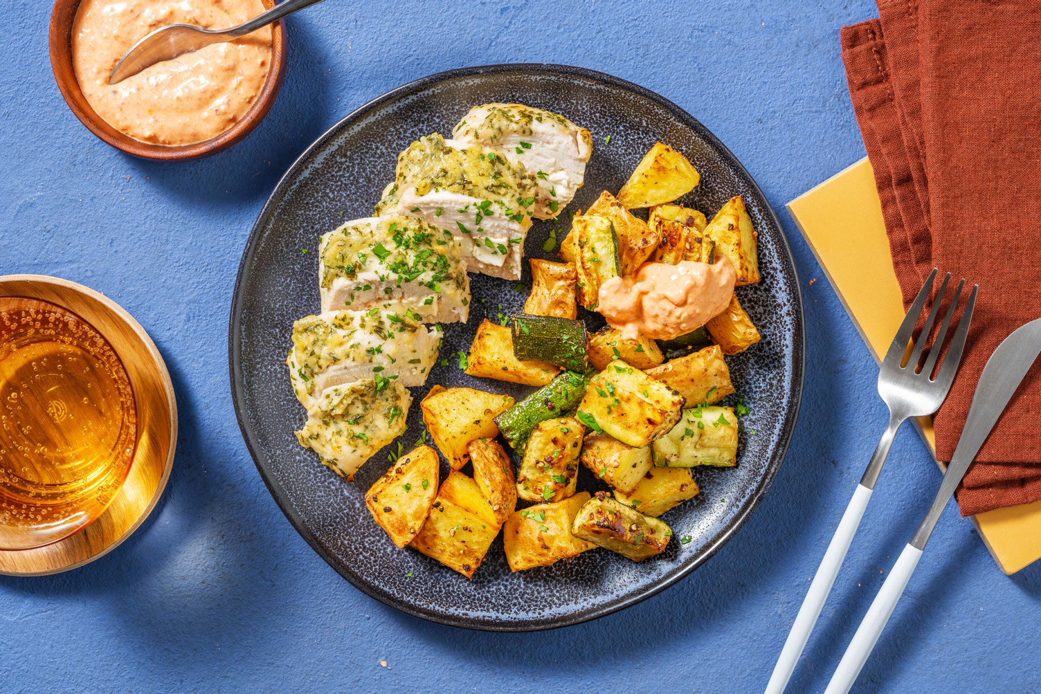 Mit Hirtenkäse gefüllte Pouletbrust