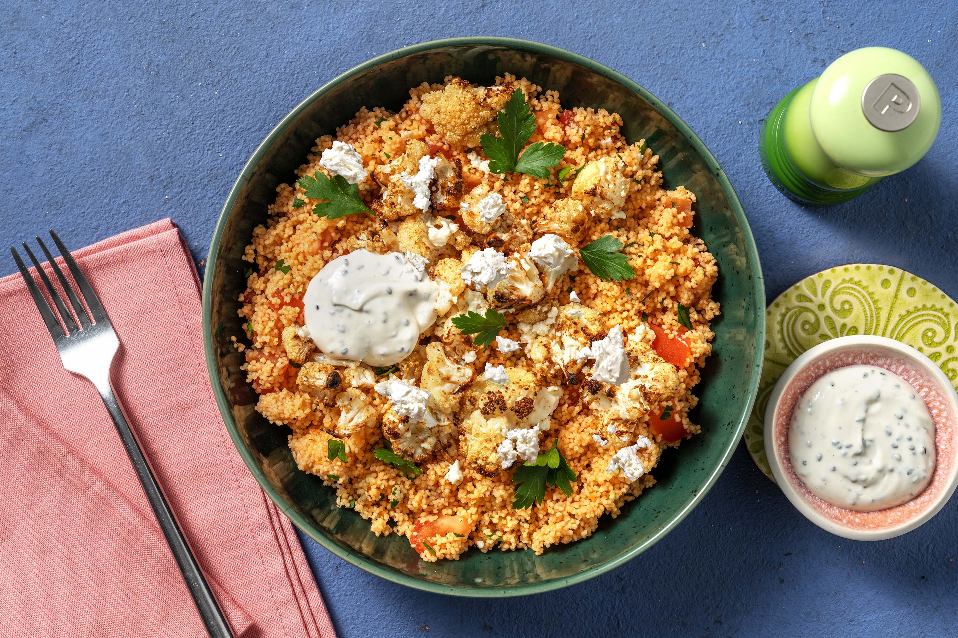 Mit Hirtenkäse überbackener Blumenkohl
