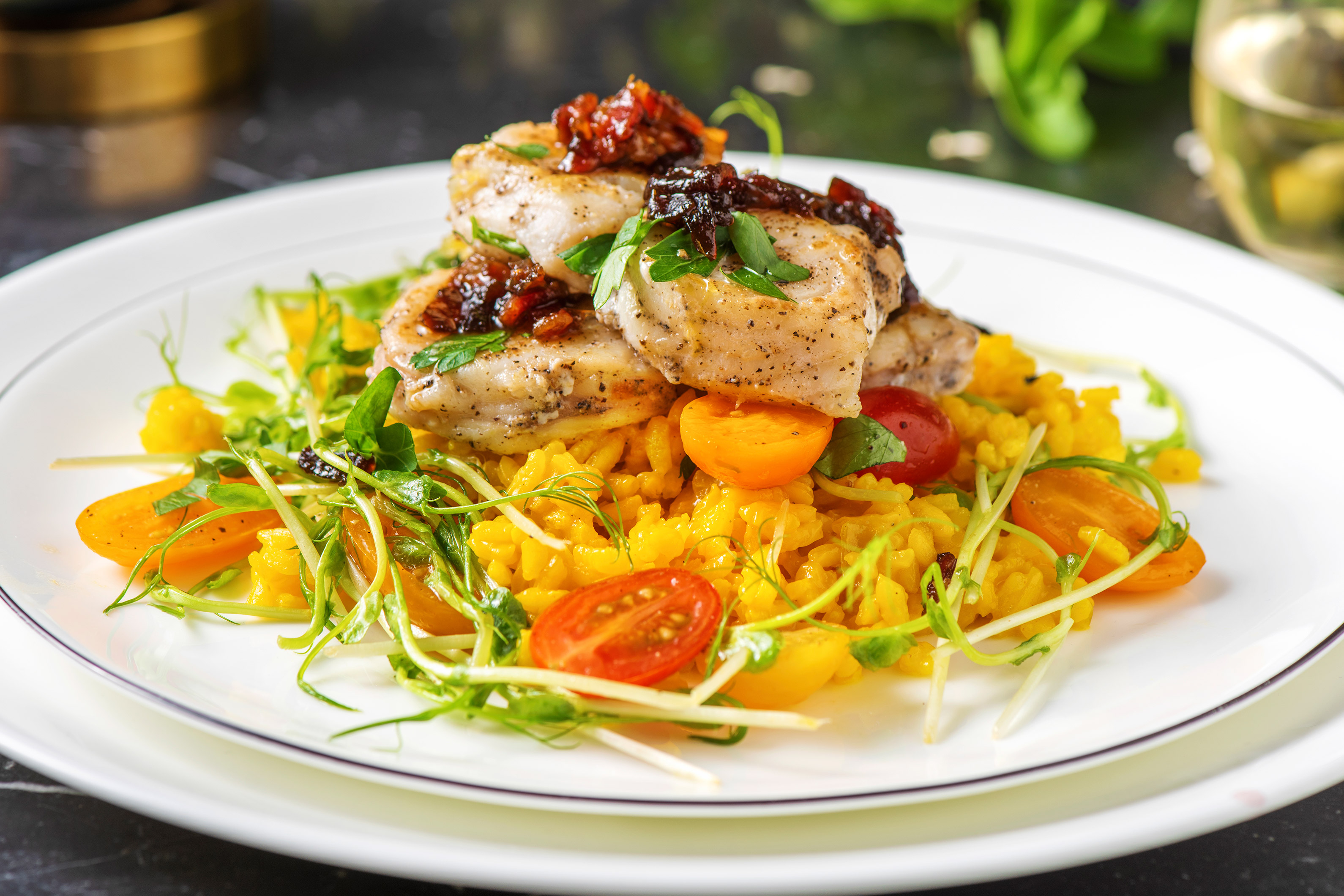 Monkfish Medallions and Saffron Risotto