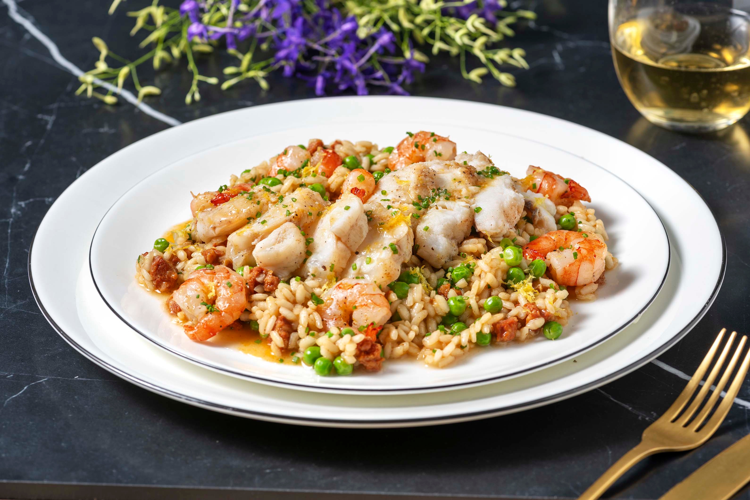Monkfish, Prawn and Chorizo Paella