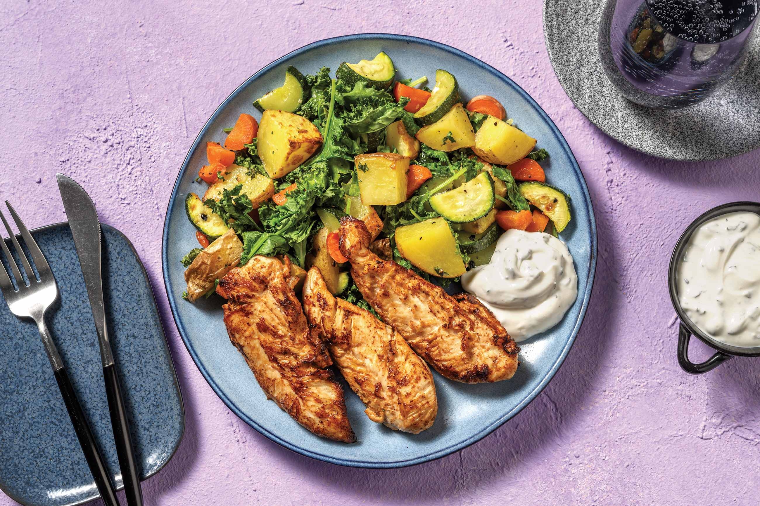 Mumbai Chicken, Kale & Easy-Prep Roast Veg