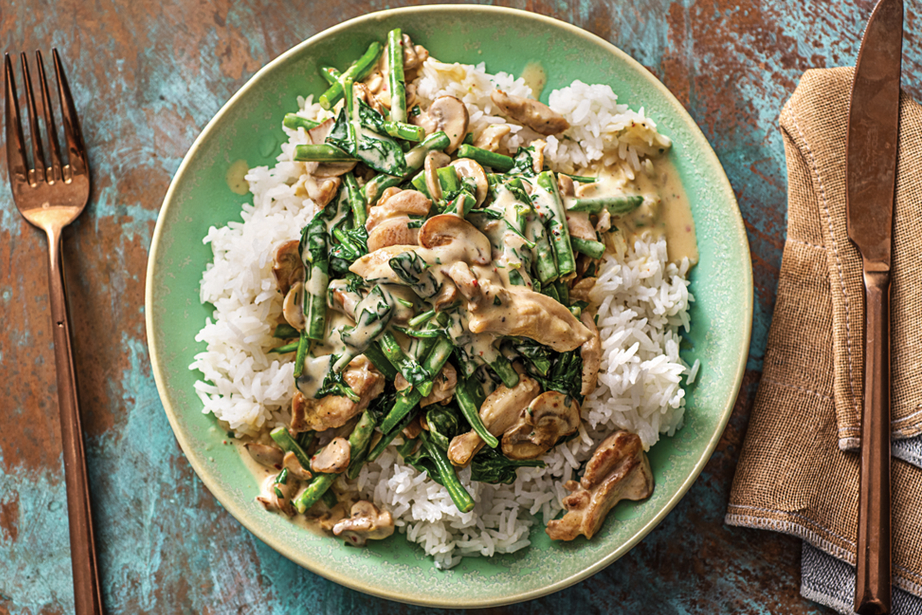 Creamy Mushroom & Garlic Florentine Chicken