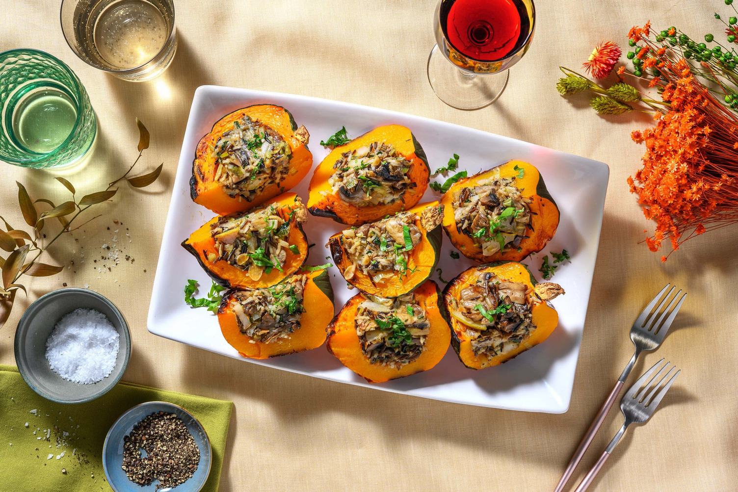 Mushroom and Leek Stuffed Squash