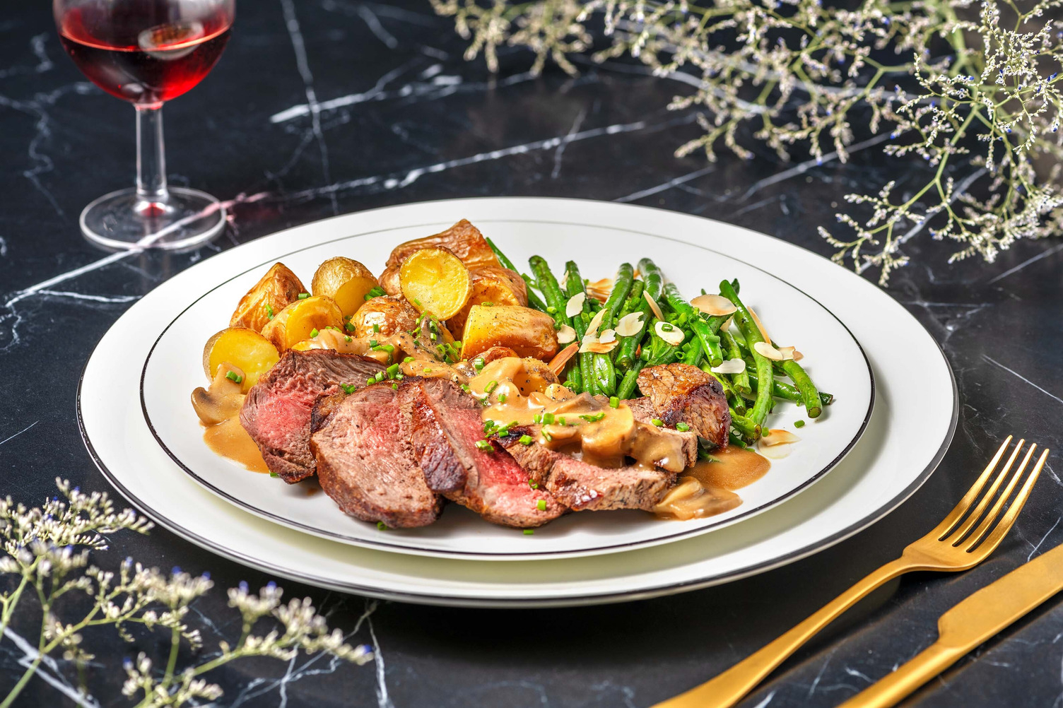 Steak Diane aux champignons