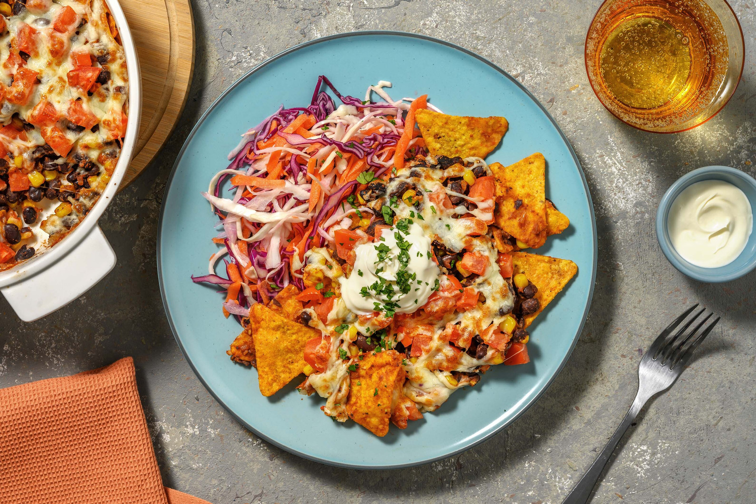 Nachos végétariens garnis épicés